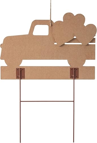 Miniatura 4 de glitzhome Decoración de estacas de jardín de camión de San Valentín, letrero colgante de metal de 24 pulgadas de alto, decoración de pared de patio