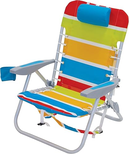 Vista 7 de Rio Brands ASC529 4-Position Backpack Lace-Up Suspension Folding Beach Chair Azul marino
