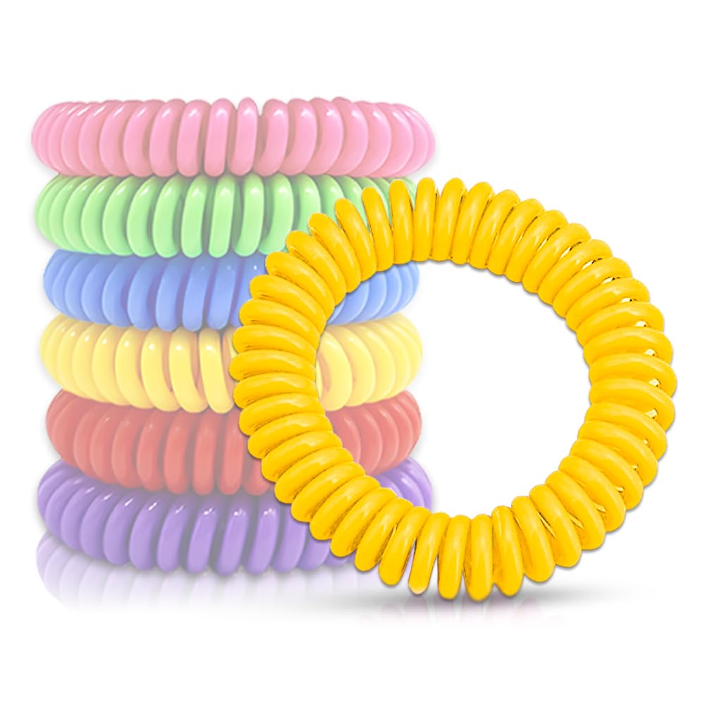Pulseras Anti Mosquitos Multicolor Elastica con Citronela, Brazalete Repelente de Mosquitos e Insectos, Proteccion Exterior Interior, Larga Duracion, para Niños y Adultos (1, Amarillo)