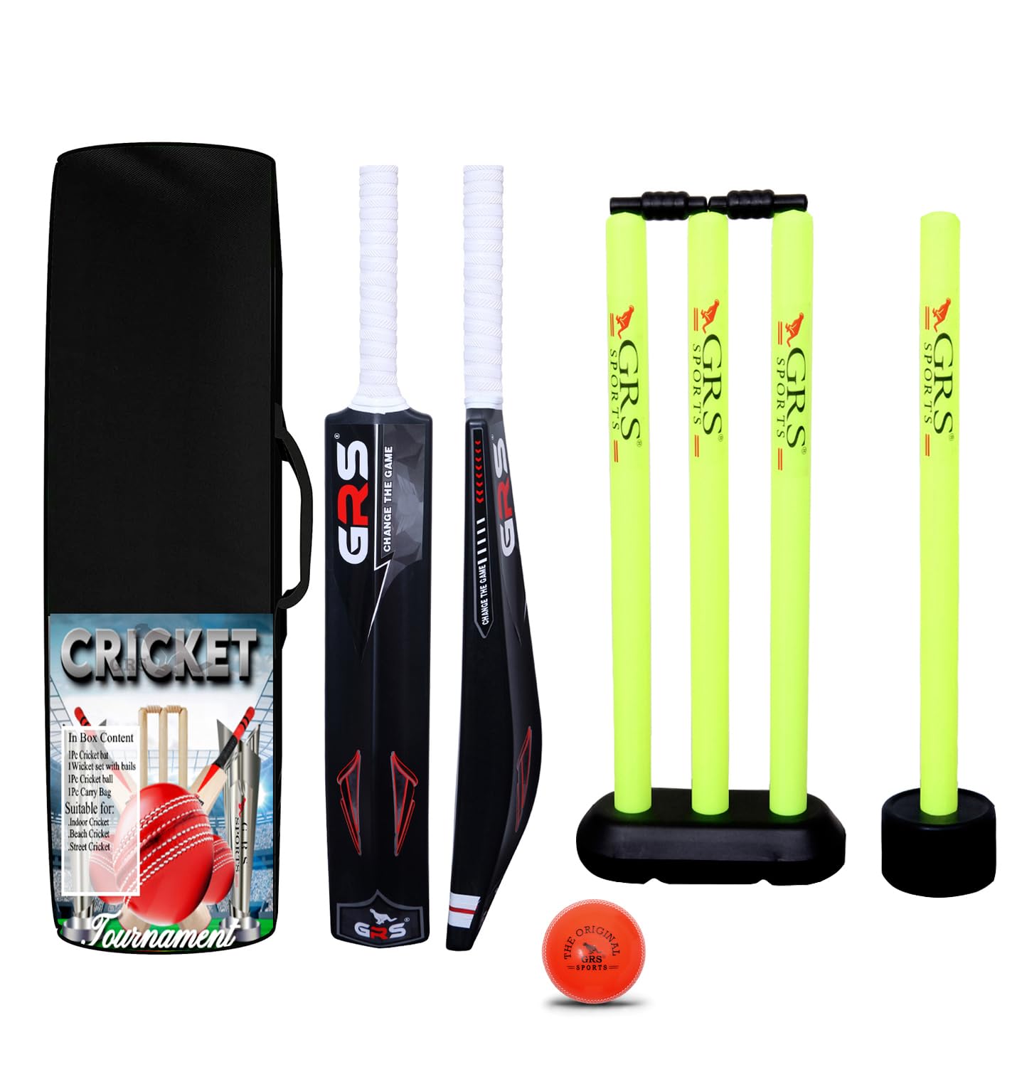 Jumbo_Cric Kids Zone Hard Plastic Light Weight Cricket Bat with Wicket Set,Target Stump Floro & 1 Wind Ball for Kids with Attractice Black Bag (Size 4, Age 10-14 Year Old Kids) Multicolor-picture-17