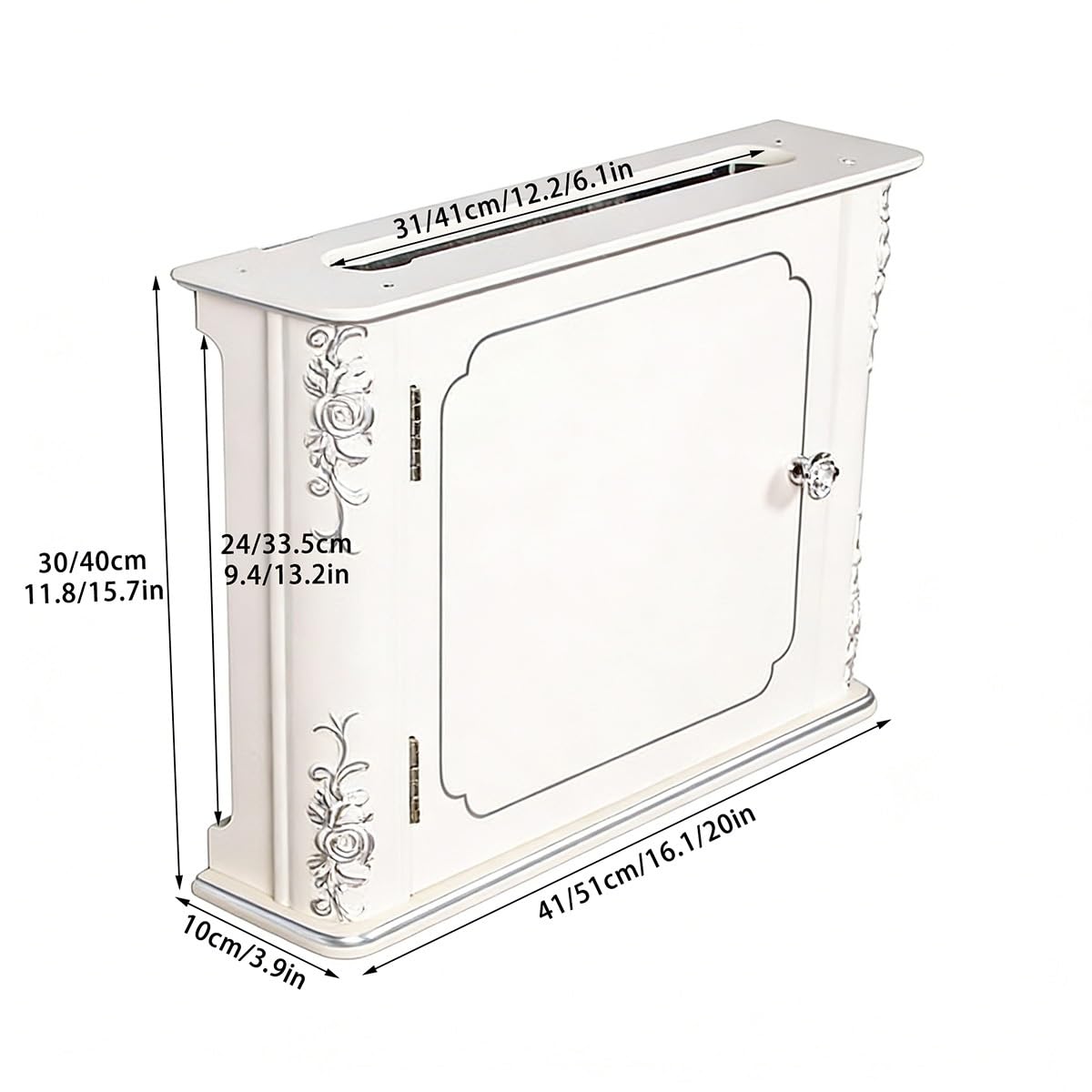 Cache Box pour Routeur WiFi Mural, Boîte de Rangement Décorative en Bois pour Cacher Routeur et Cables | Design Élégant pour Salon et Bureau(White Gold,20 * 15.7in)