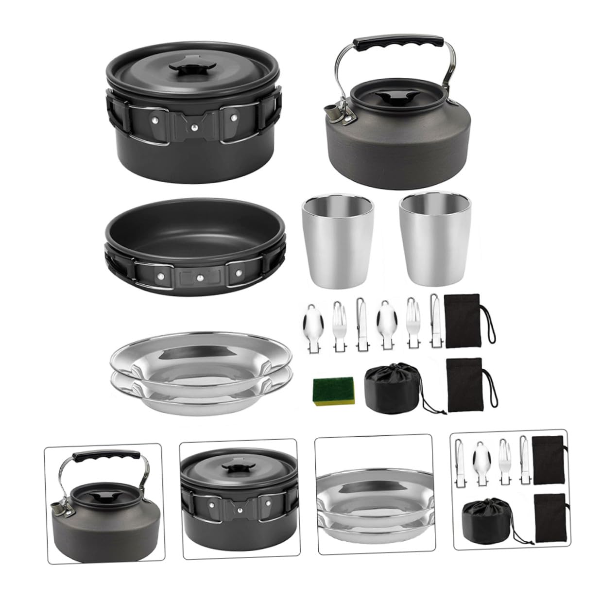 Alipis Ustensiles De Cuisine pour Barbecue Kit De Vaisselle Pratique avec Plaque De Cuisson pour Camping Et Pique-