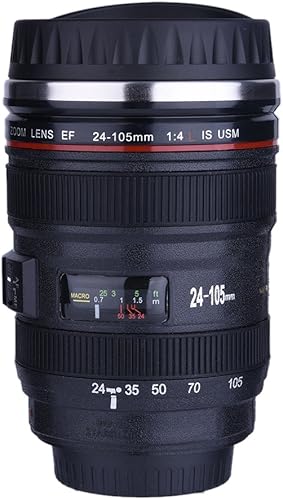 Miniatura 3 de Fdit Taza de café con lente de cámara, taza de cámara para fotógrafo, modelo de lente Slr, adorno de acero inoxidable, taza de viaje a prueba de