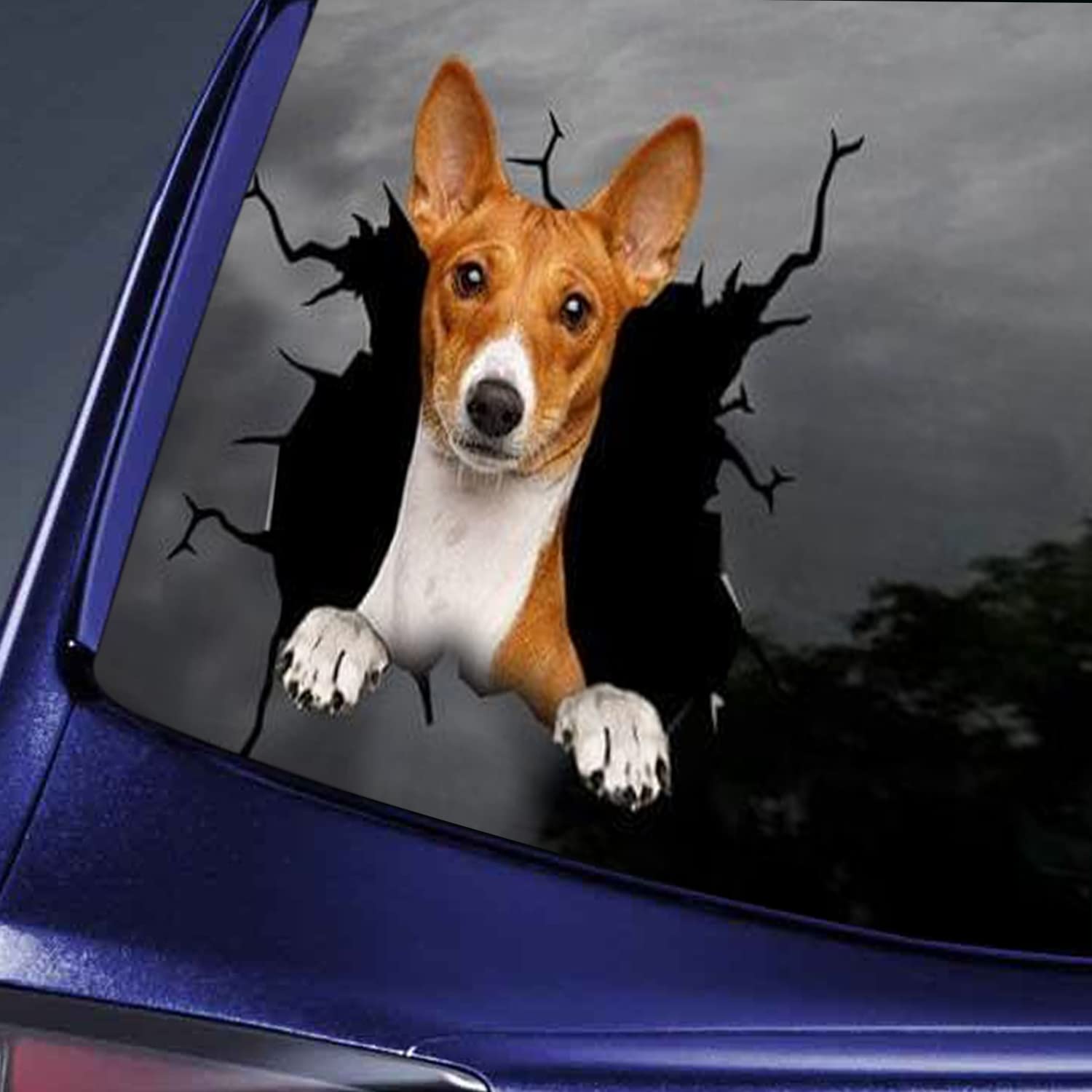 Basenj, Panneau Autocollant "Attenton Au Chen" Résste Plue Solel Gel | Attenton Au Chen