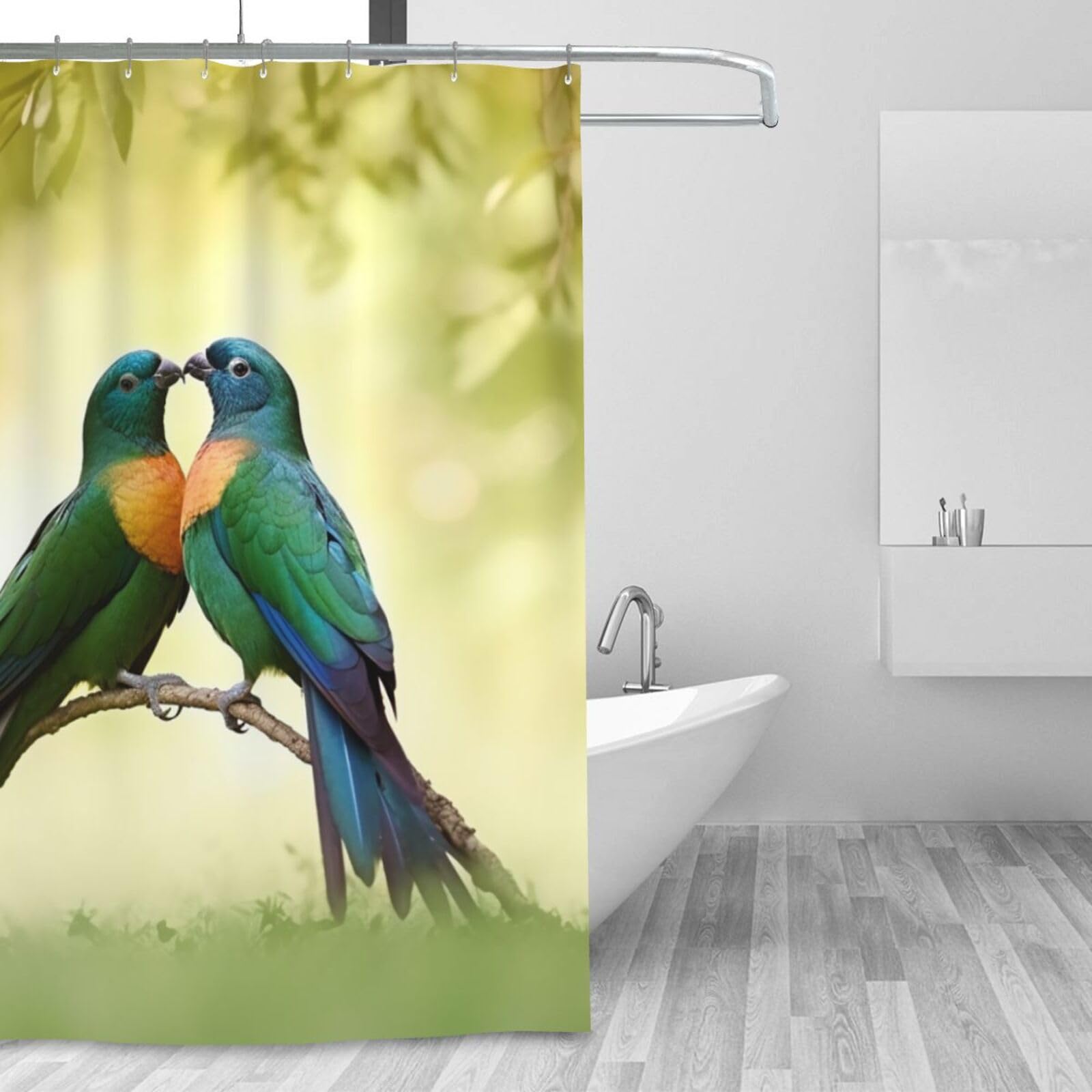 Rideau de douche moderne minimaliste 183x183 cm avec imprimé oiseaux