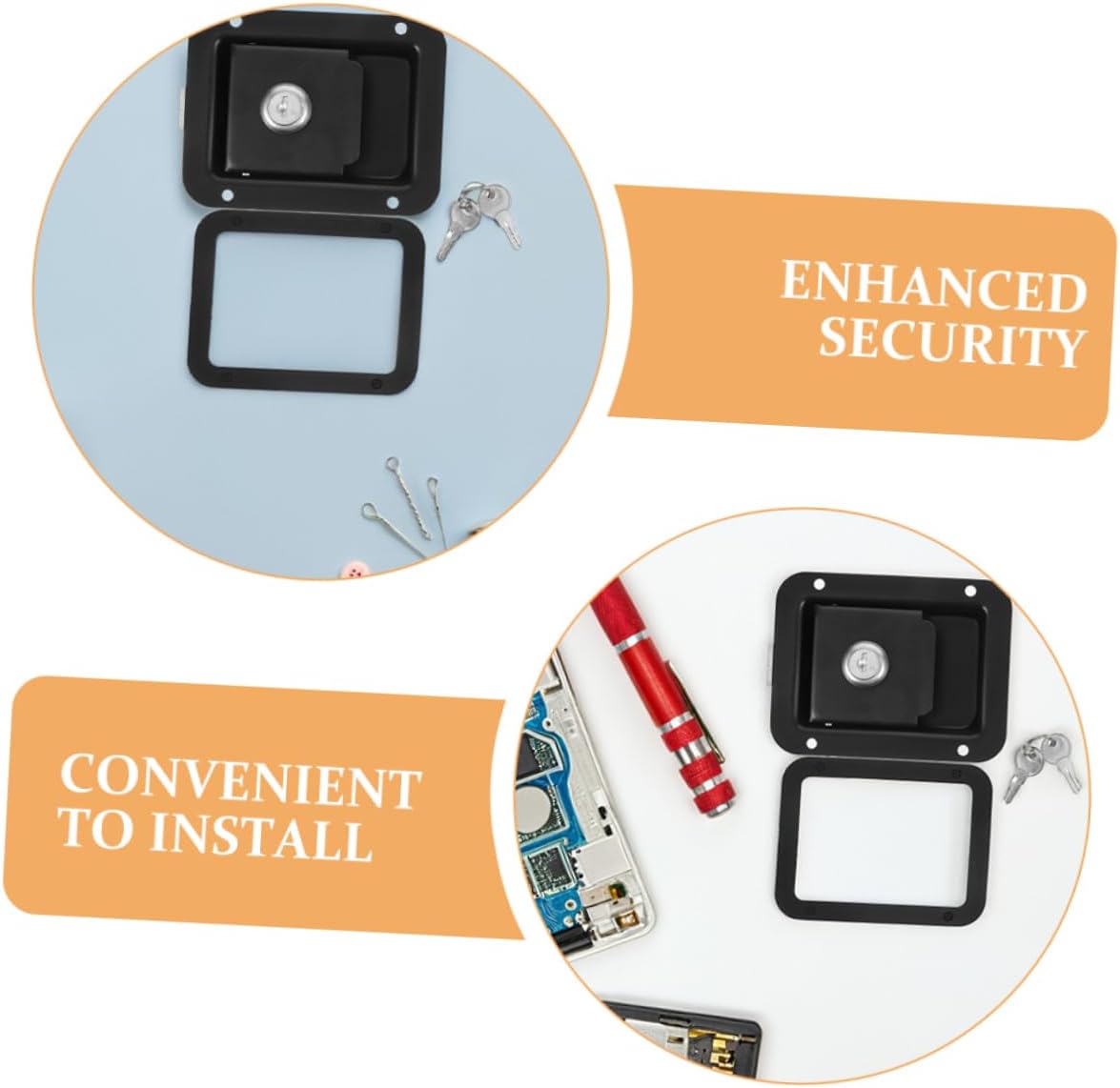 TEHAUX 4pcs Rv Door Latch Handle Replacement Black Lock for Trailers Campers and Toolboxes Easy Install Versatile Use Vehicles