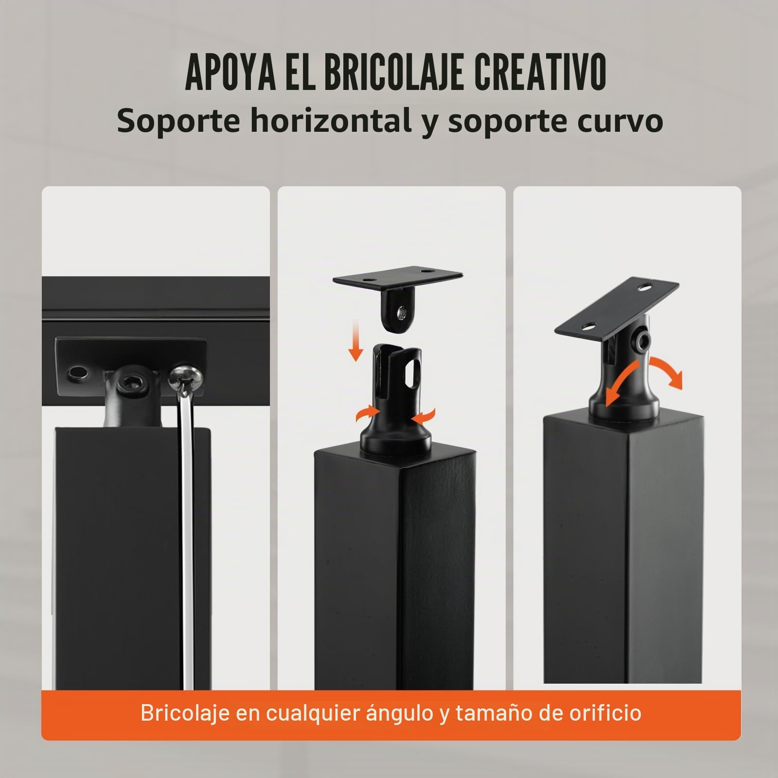 VEVOR Poste de Barandilla 106,7x5x5 cm Barandilla para Escalones con Accesorios de Montaje Columna del Pasamano de Acero Inoxidable con Soporte de Montaje para Terraza Jardín interior/Exterior, Negro