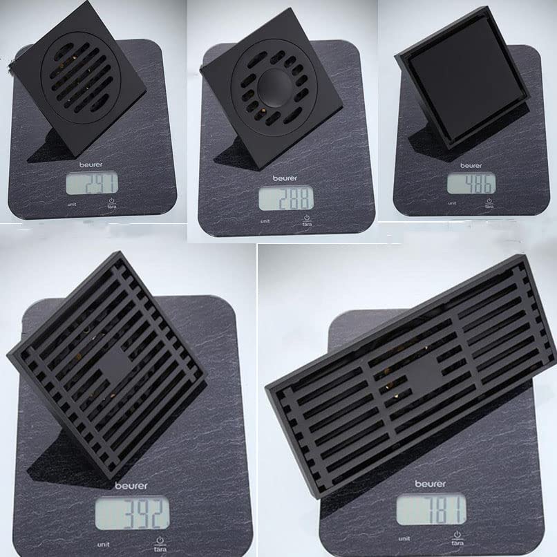 Filtro Ducha Pelos Desagüe de suelo desodorante de estilo europeo de latón negro, rejillas de gran desplazamiento Invisible lavadora de baño residuos de suelo Colador de Fregadero de Cocina ( Color :
