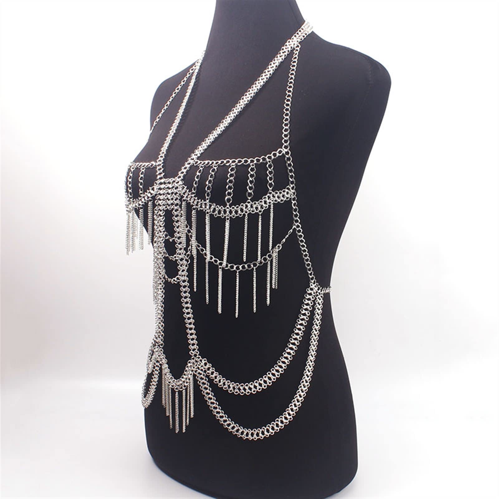 Seksowny łańcuszek damski łańcuszek damski moda złoty wielowarstwowy frędzel bikini naszyjnik biżuteria dla większości kobiet do noszenia łańcuszek damski (kolor metalu: złoty kolor)