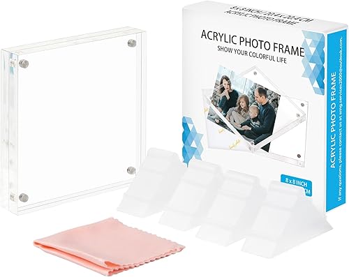 Vista 10 de ECOSEAO Marco de fotos acrílico de 4 x 6, paquete de 5 marcos de fotos magnéticos transparentes con soporte para marco de fotos, el mejor regalo