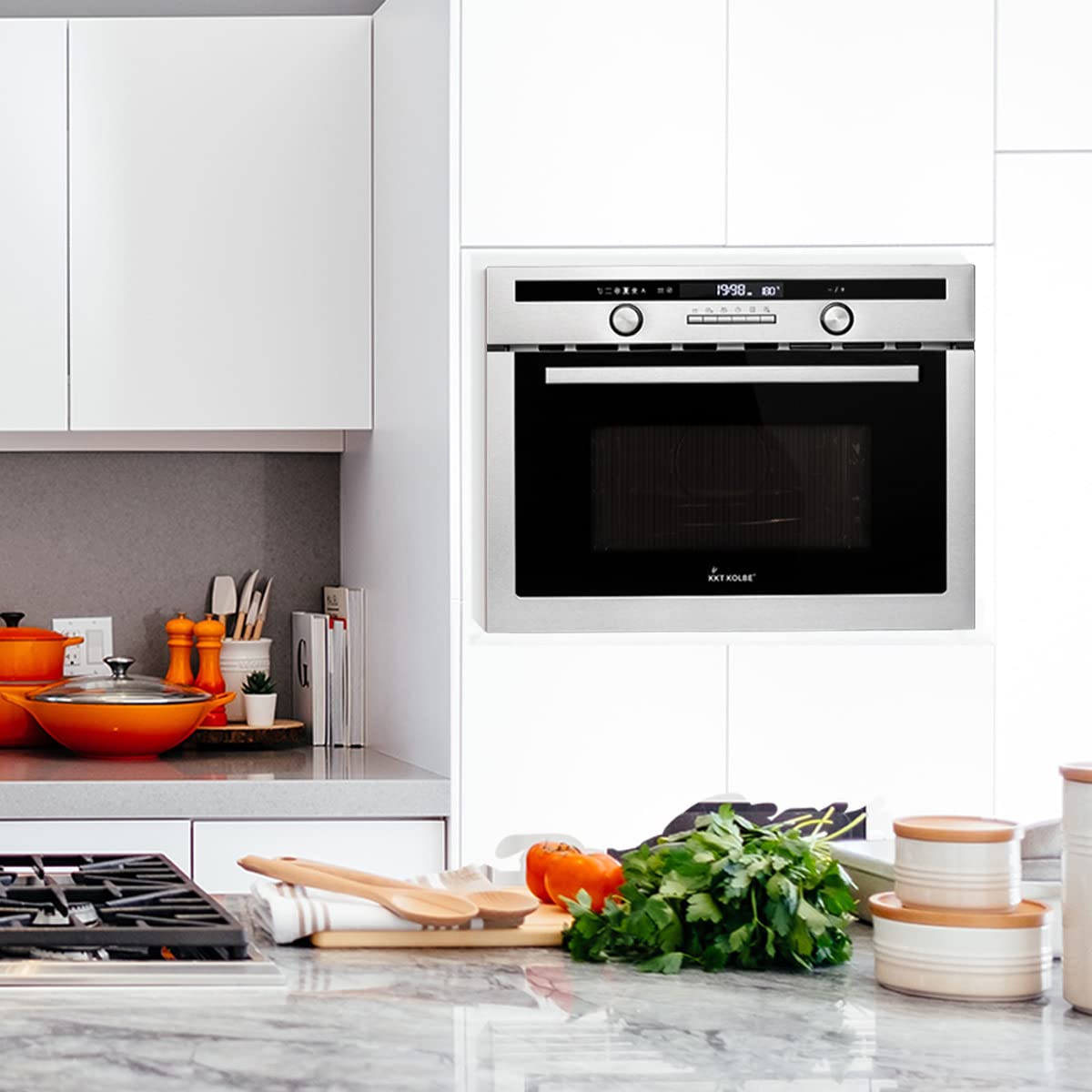 KKT KOLBE Einbaumikrowelle 60 cm | 44L | 3,35kW | Pizzafunktion | Grill | Heißluft | Automatik-Timer | 2-fach Wärmeschutzverglasung | Kindersicherung | EBM4502ED