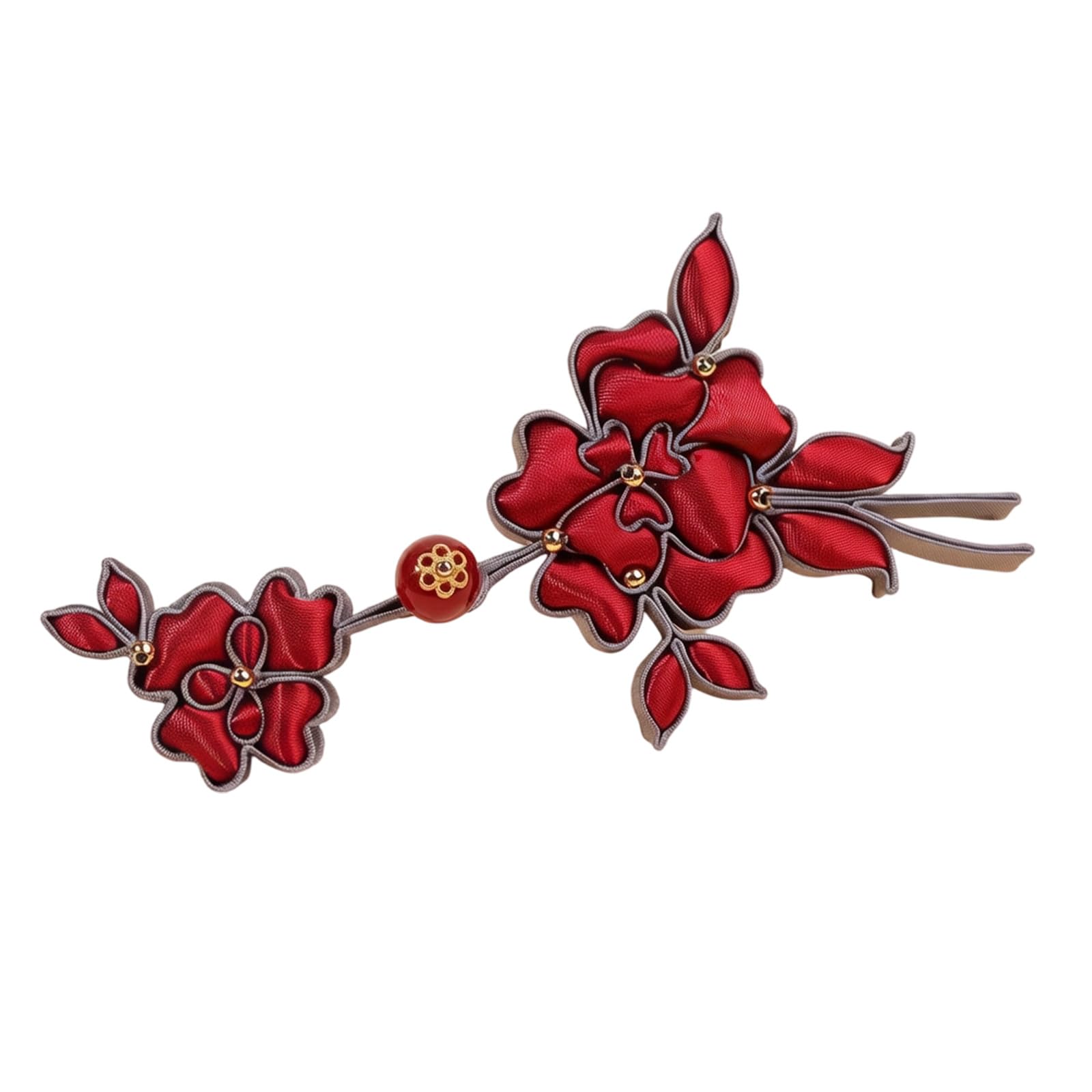 Zxfdsfdbnm Delicate Satins Fabric Knot Button Decoration with Golden Pearls for Ethnic Garments Handcraft Sateen Button Satins Decorated with Golden Beads for Oriental Costumes