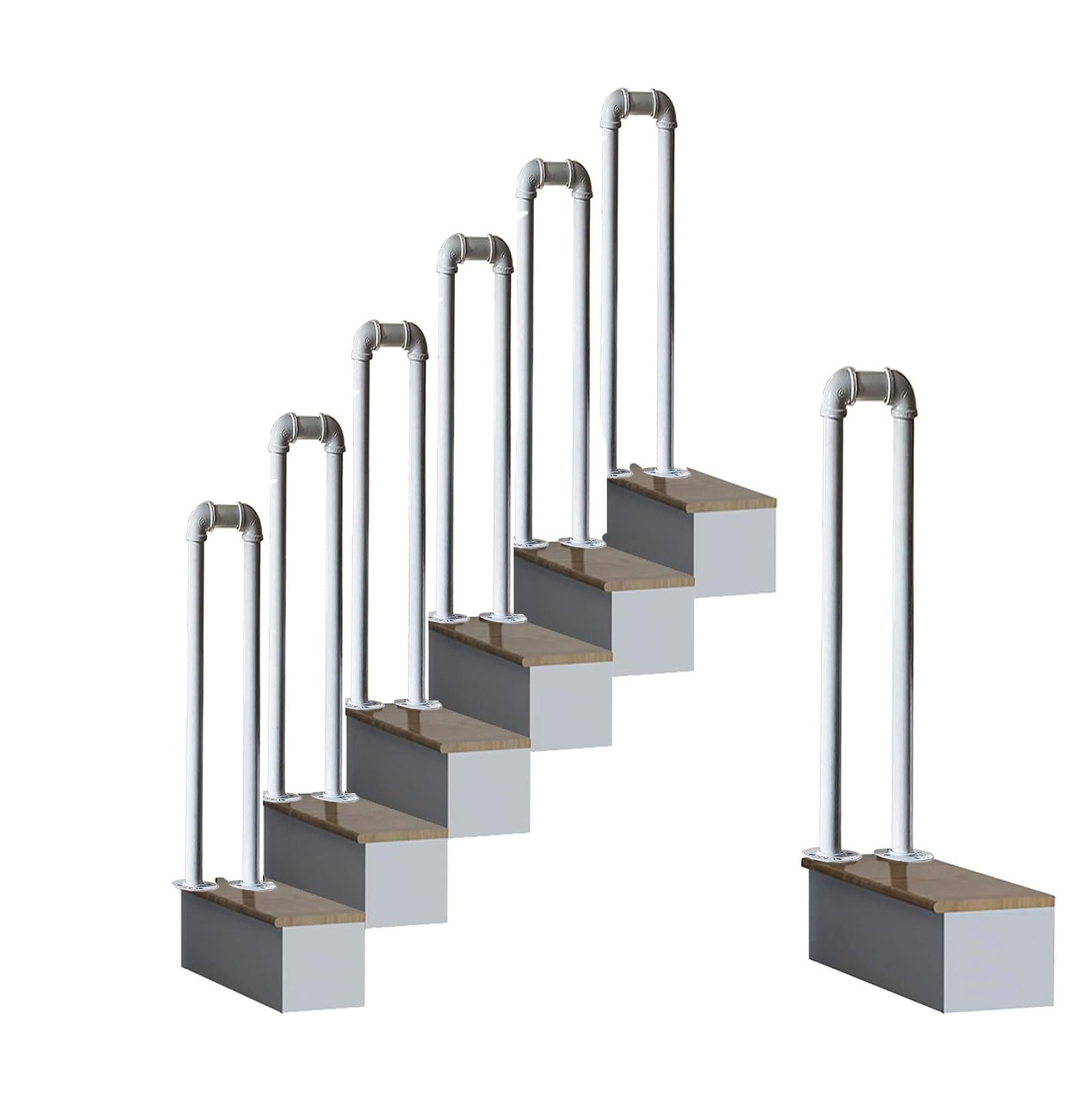 LWJSOCP 45cm Black Handrail Brackets Handrails for Outdoor Steps Outdoor handrails for Exterior Steps Outdoor Indoor Industrial Pipe Stair Banister Adjustable Stair Railing Indoor Outdoor Step