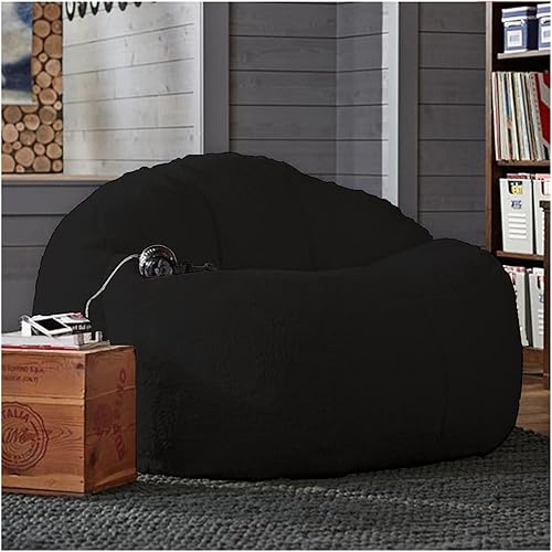 Miniatura 16 de Puf, sin relleno, muebles de sala de estar, grandes, redondos, suaves y esponjosos (solo incluye una funda, no un puf completo), de piel sintética,