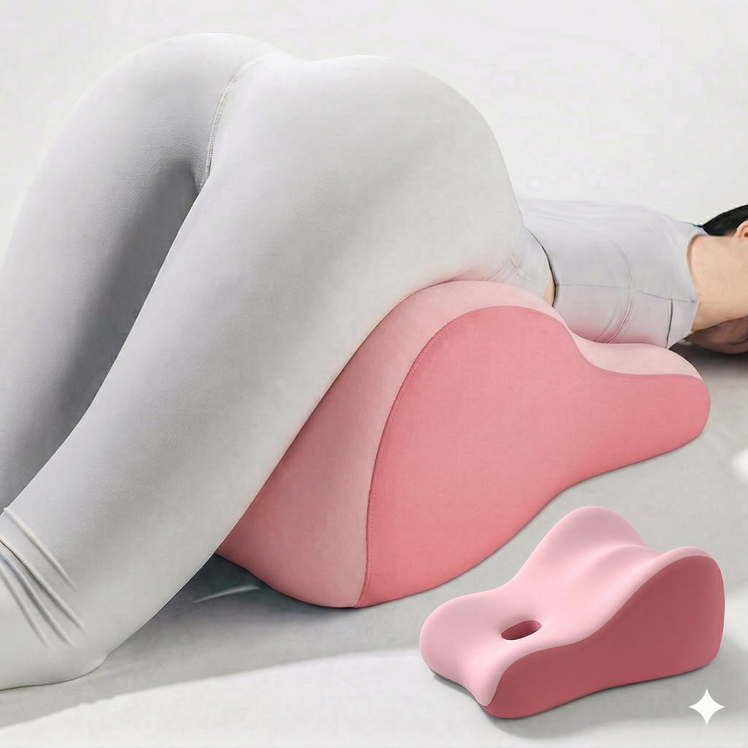 Ergonomic Memory Foam Wedge Pillow for Couples, Intimacy & Love Pillow for Adult Play, Bed Reading Cushion for Back Pain and Acid Reflux Relief (Pink)