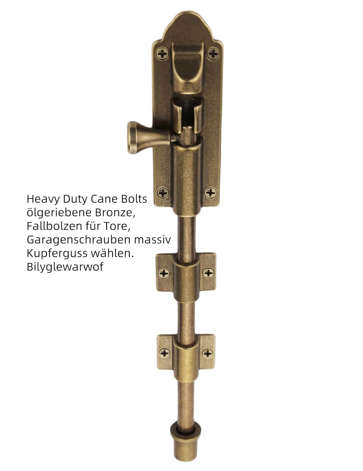 Heavy Duty Cane Bolts for Gates Oil Rubbed Bronze,Drop Bolts for Gates,Garage Bolts Solid cast Copper Choose Bilyglewarwof(10inch)