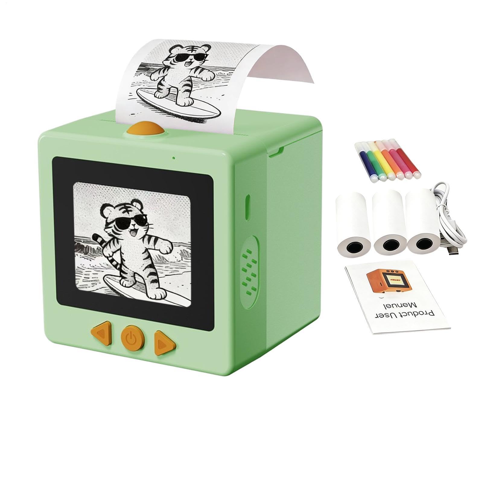 Smart AI Voice Sticker Maker Machine, AI Sticker Box Printer, Inkless Portable Thermal Stickerbox Printer with Display and Voice Control, DIY Label Maker for Scrapbooking, Crafts, Gift Wrapping