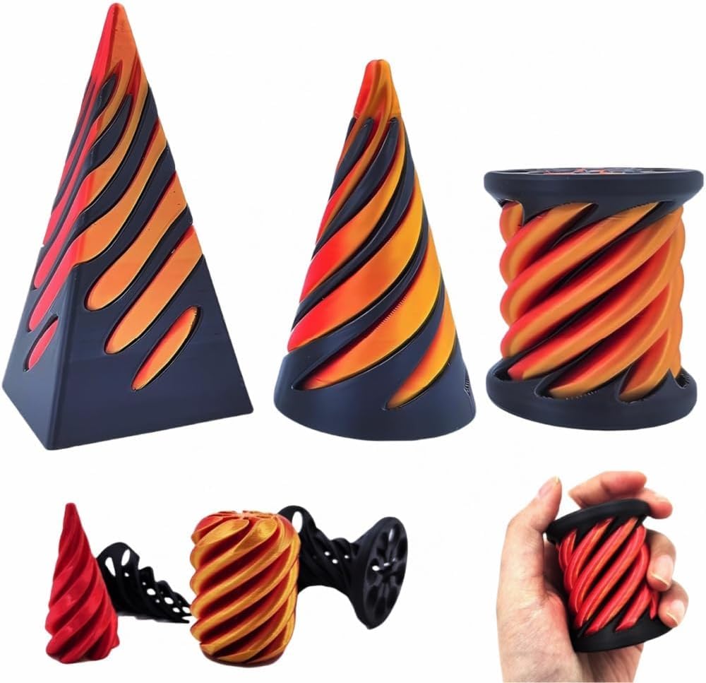 3 PCS Impossible Cone | Spiral Cone Fidget Toy | Pyramid Passthrough Toy | Desktop Decoration for Home Office Desk | Anxiety Relaxing (Pyramid+Cone+Cylinder) (B0DFMJFHWC) Amazon Price History, Amazon Price Tracker