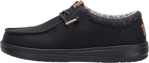 HEYDUDE Boy's Youth Paul Classic Slip On Loafer, Black/Black, Size 4
