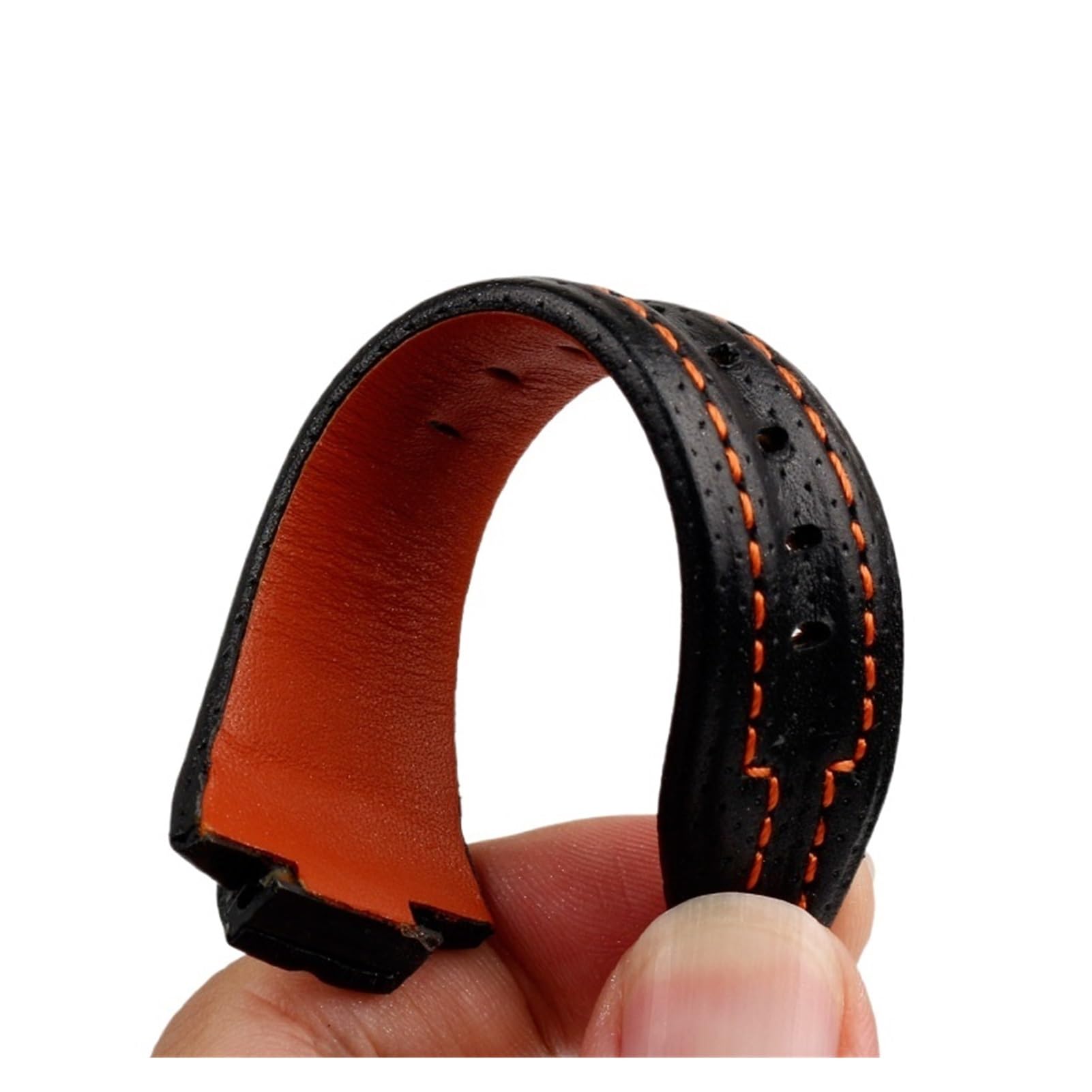Bracelet en cuir de vachette compatible avec les montres Seiko SNL017 029P2/021P1 SNA595 7L22-0AE0 Sportura Series, 27 x 15 mm
