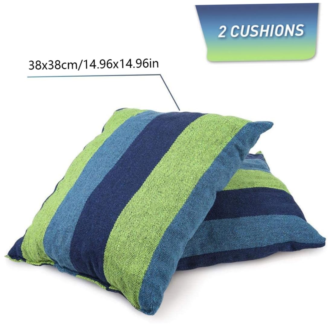 Sedia Amaca Max 150 kg Sedia Amaca Altalena con 2 Cuscini Verde 100x130 cm (Senza Barra in Legno) |
