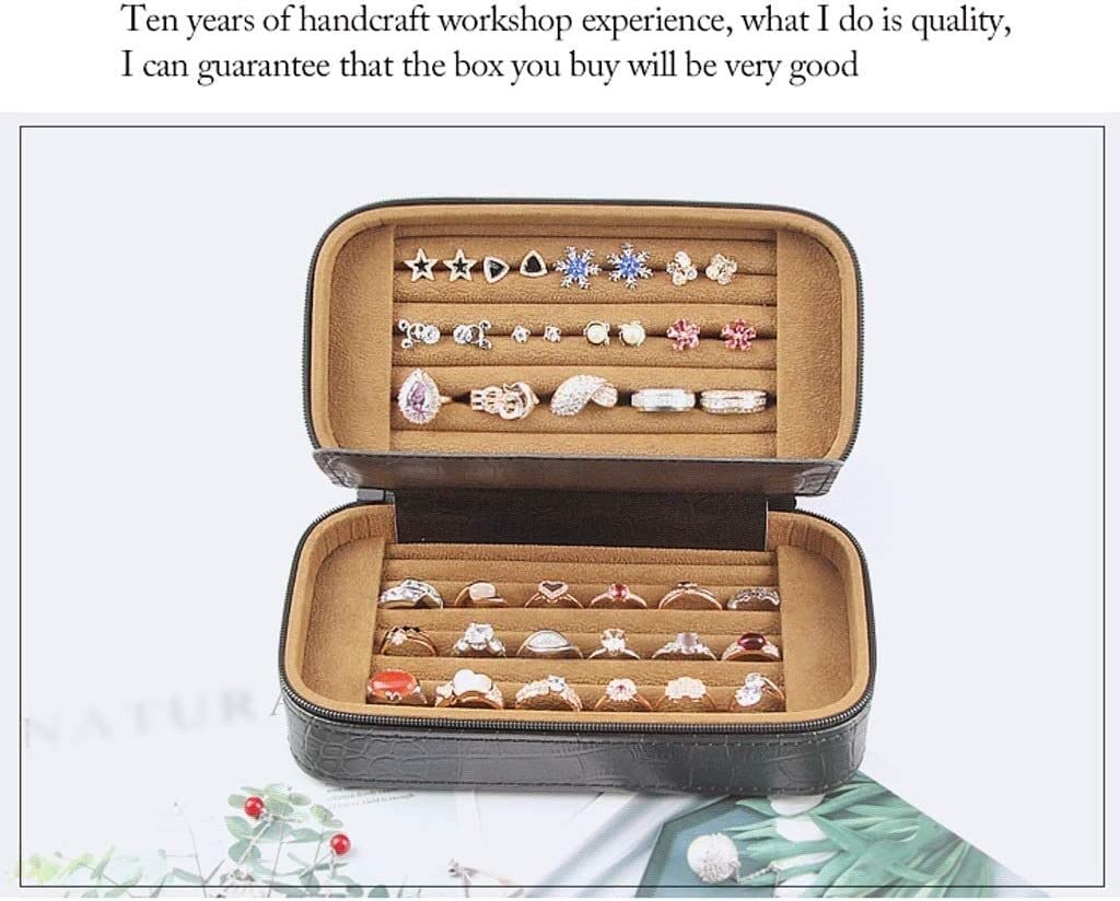 Schmuckkasten Schmuckkästchen Schmuckbox Leder Reise Tragbare Große Kapazität Ring Box Samt Innen Doppelschicht Schmuck Organizer Box Für Frau. Schmuckschatulle (Color : A, Size : 9.5x18.5x8cm)