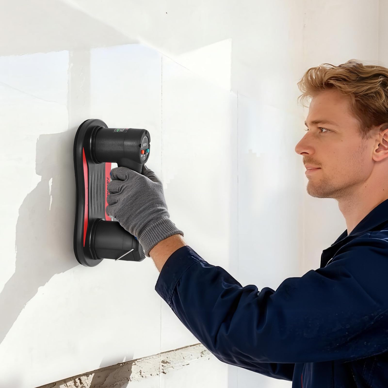 VEVOR Ventosa Eléctrica de Vacío 1 Pieza Capacidad de Carga Máx. 170 kg, Ventosa de Elevación con Pantalla Digital Mango ABS, 2 Baterías de 1500 mAh, Elevador de Succión para Cristal Granito Azulejos