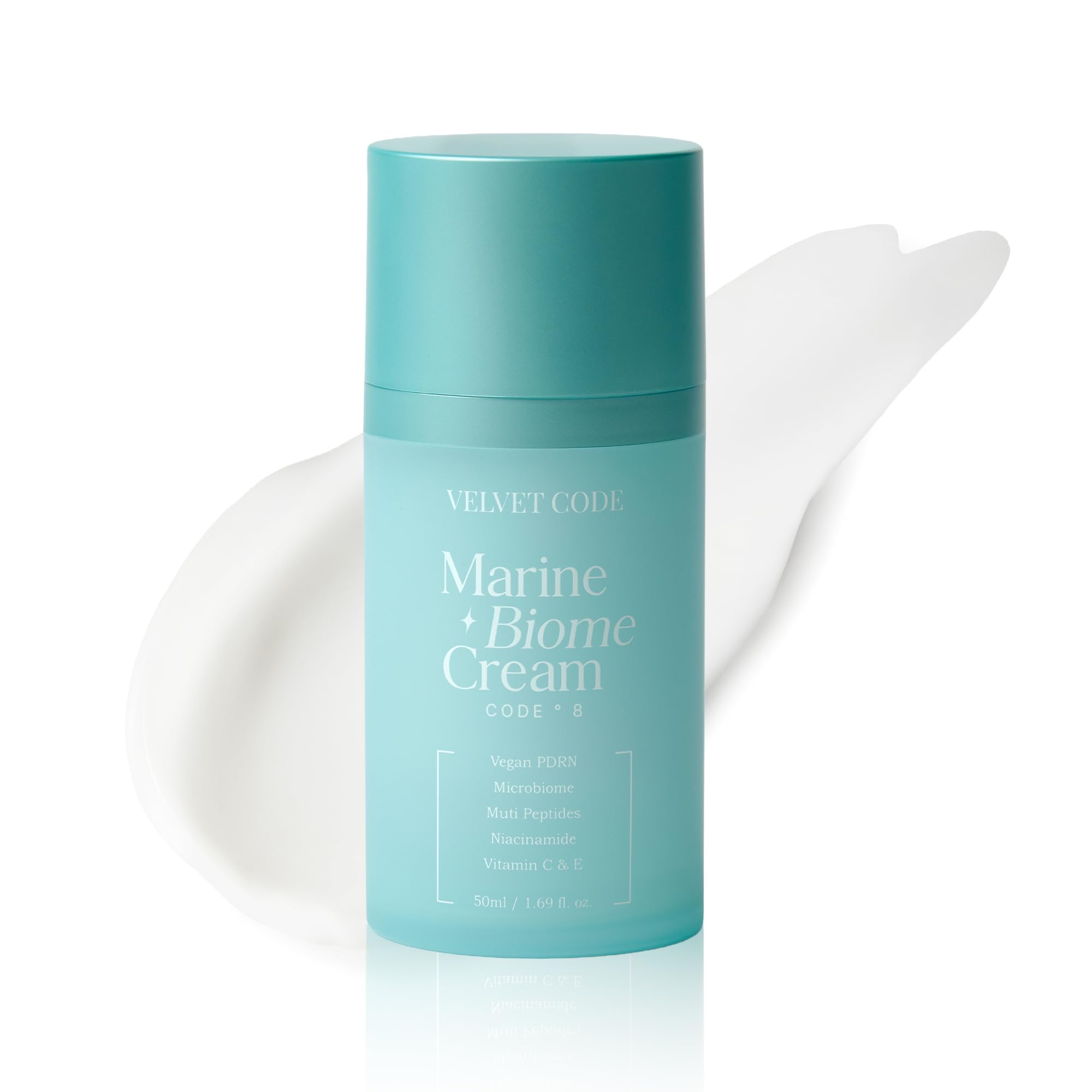 Velvet Code Marine Biome Makeup Prep Moisturizer Cream1.69 fl.oz | Lightweight Vegan PDRN, Peptides, 7 Hyaluronic Acids and 5% Niacinamide, Korean Skincare