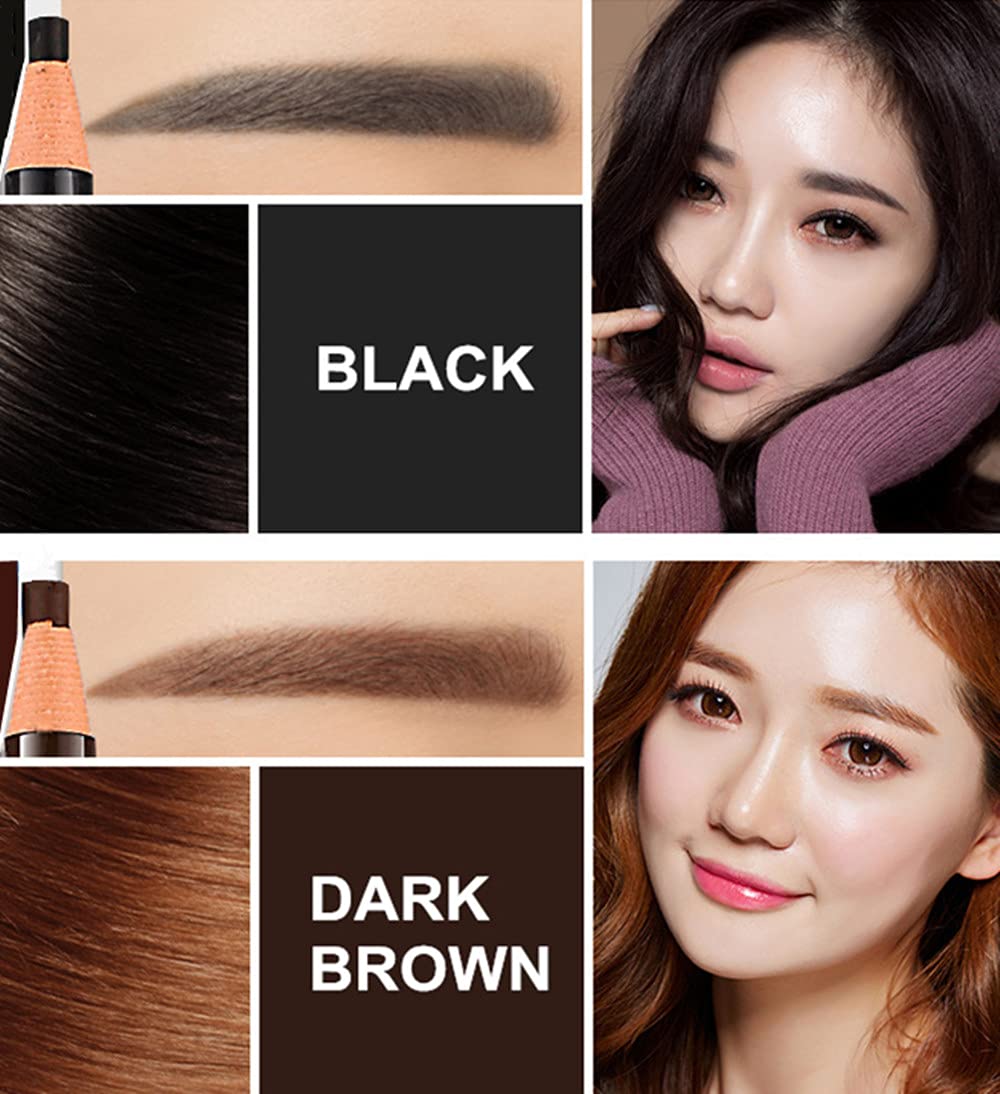 Go Ho 6 PCS Eyebrow Eyeliner Pencil Set,Easy to Color Waterproof Eye Brow Pencil,Professional Long-lasting Eye Liner Makeup Brow Tint Pen,3 Colors(Black,Light Brown,Dark Brown) - Image 4