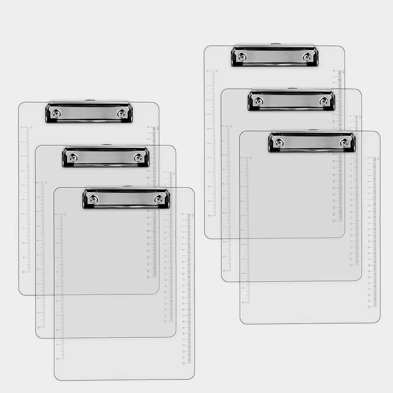 Performore 6 Pack of Plastic Clipboards, 12.5 x 9 Clear