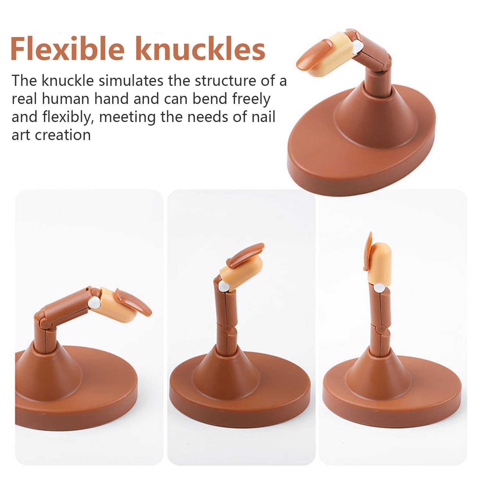 practice hand for acrylic nails - Homiladi 3 Pcs Adjustable Nail Practice Hands with 100 Brown Tips - Image 4