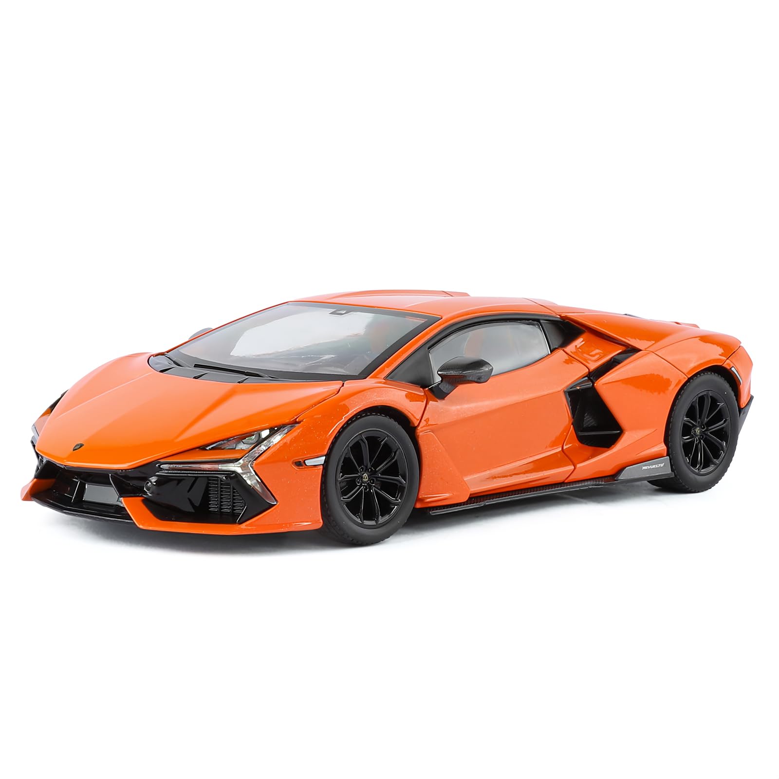 TGRCM-CZ 1/24 Lamborghini Revuelto Model Car, Zinc Alloy Pull Back Vehicles Model Cars with Sound and Light for Collectors & Kids 3+ Years Old Birthday Gift (Orange)
