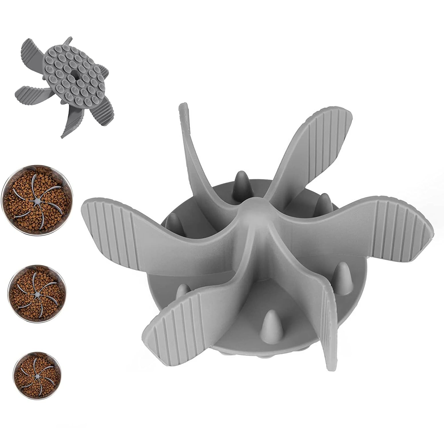 Slow Feeder Dog Bowls Insert [36 Octopus Suction Cups] Super Firm Slow Eating Dog Bowl [Cuttable] for Small Breed and Medium Size Dog Compatible with Regular and Elevated Dog Bowls