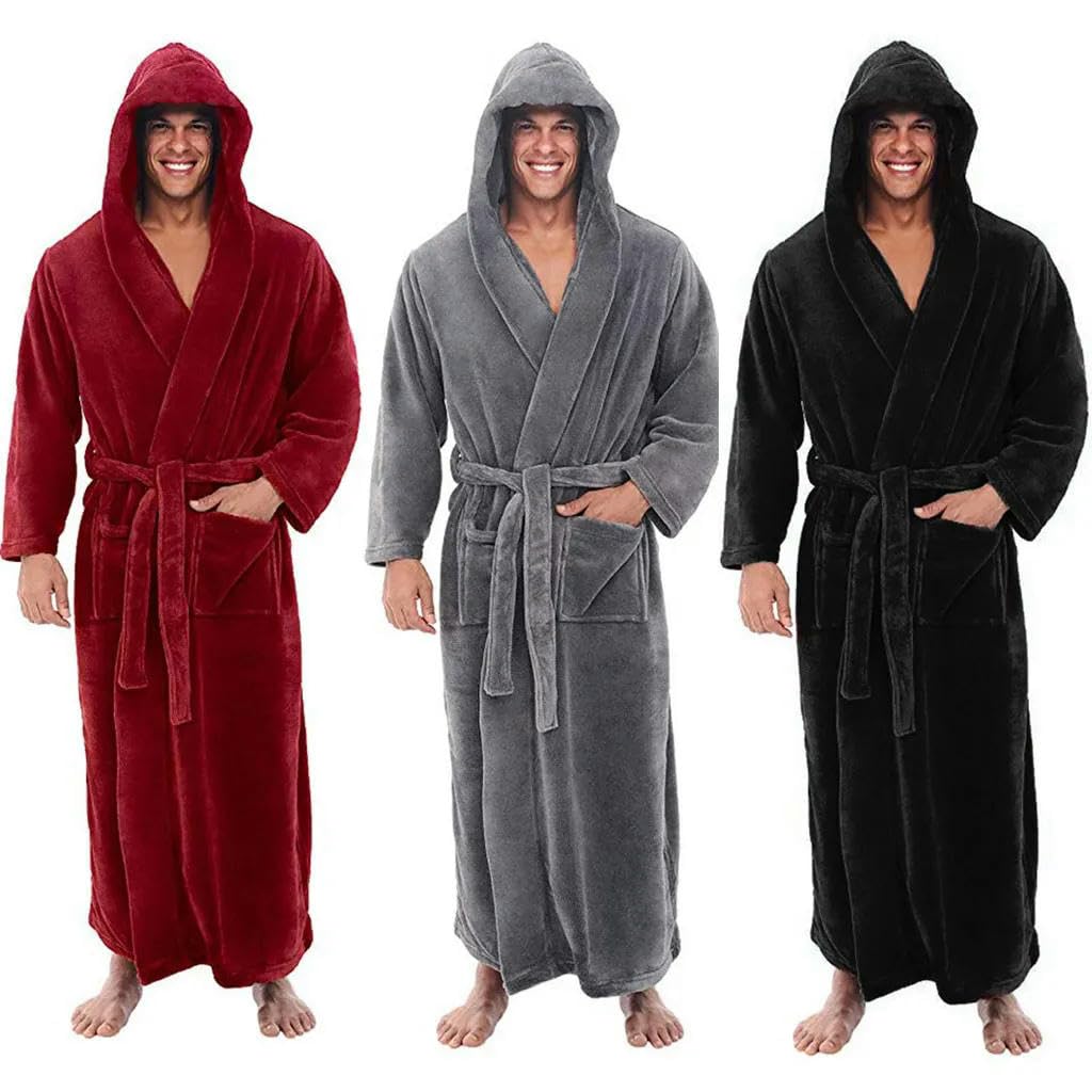 KOSTEN Bata De Baño Mujer Los Pijamas De Invierno Con Capucha Para Hombres Engrosan Y Calientan Los Abrigos De Bata De Manga Larga Para Hombres