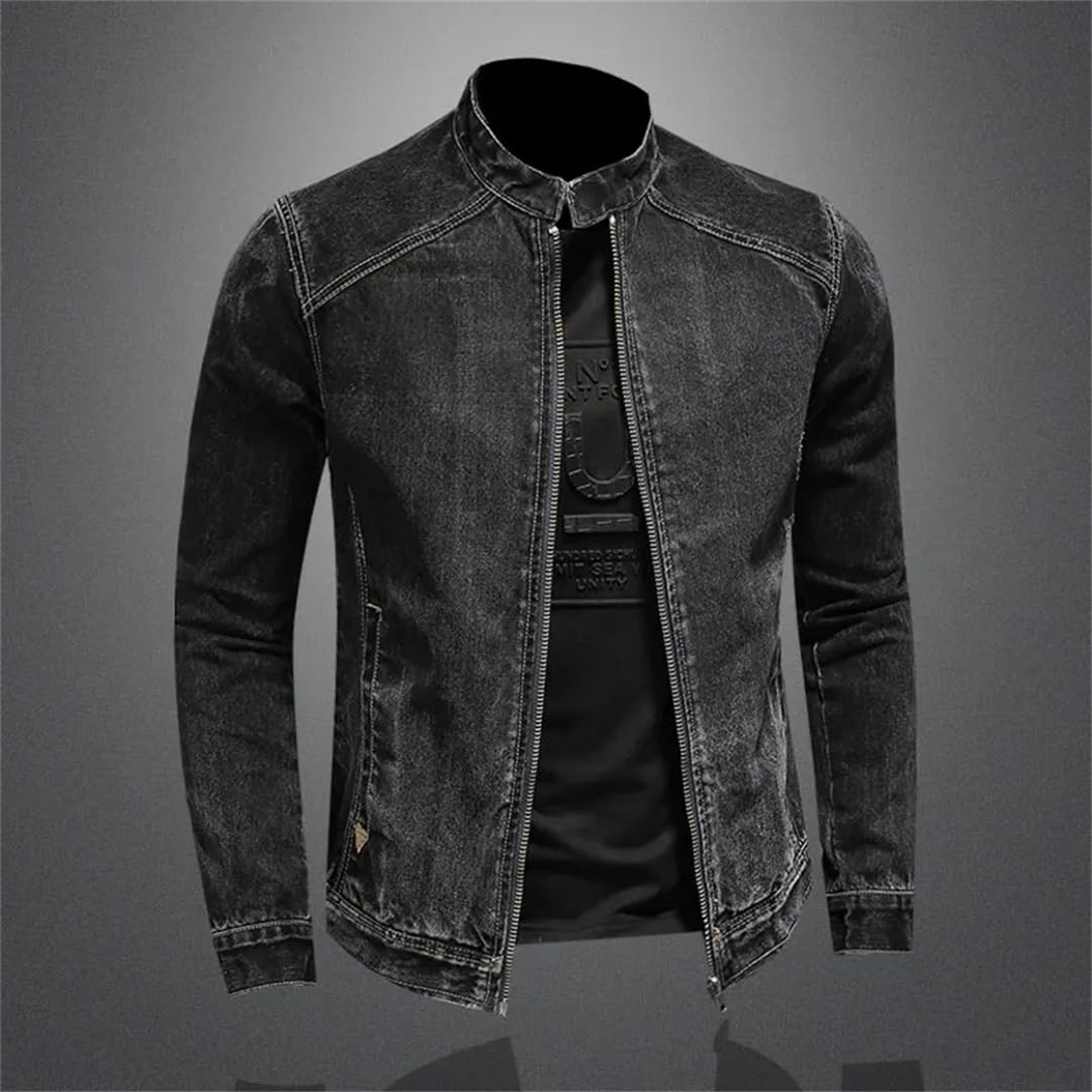 Męska kurtka bomberka w stylu vintage ze stójką dżinsowa kurtka bomberka slim fit jeans odzież wierzchnia kurtki motocyklowe