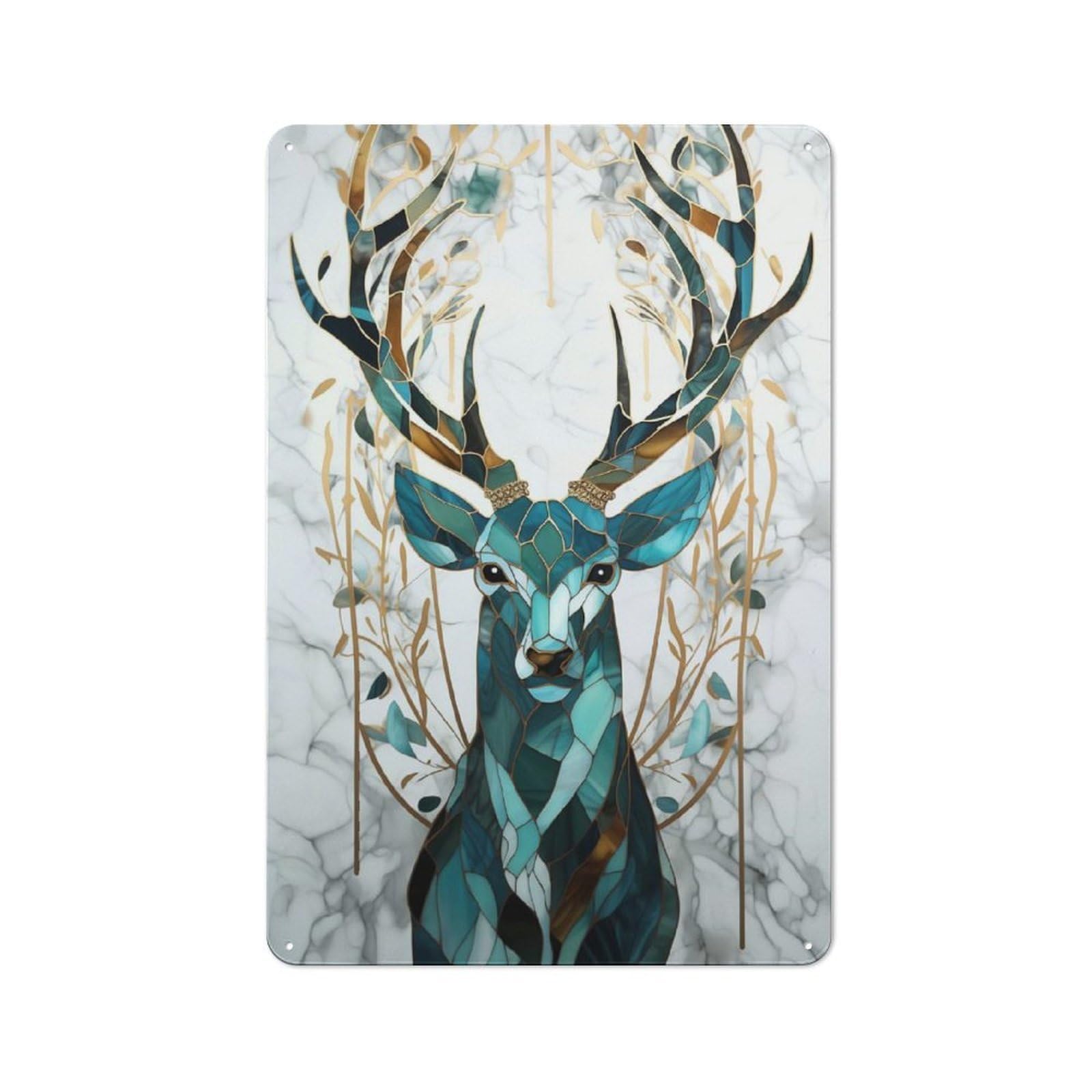 Junmoney Stag Kintsugi Art For Garden Room Or Summerhouse, Retro Tin Sign 30X20cm, For Garage, Workshop And Man Cave Decoration