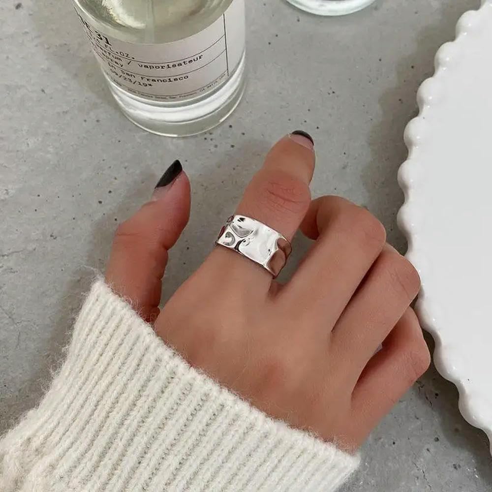 6 Pezzi Anelli Uomo Acciaio Inossidabile Vintage Regolabile Anelli Semplice Anello Impilabile Anello Mignolo Anello Aperto Dito Anelli Set Argento Anello Donna Acciaio Set