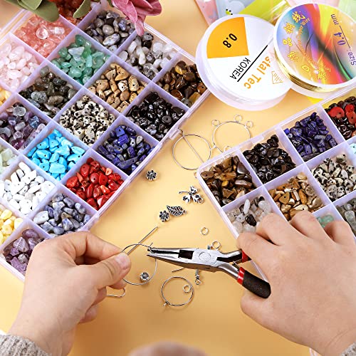 PRETOLE 1300+ Pcs Crystal Beads for Jewellery Making kit 24 Colors Irregular Gemstones Chip Bead for Necklaces Bracelets Earrings DIY Crystal Jewellery Making Kits - Image 4
