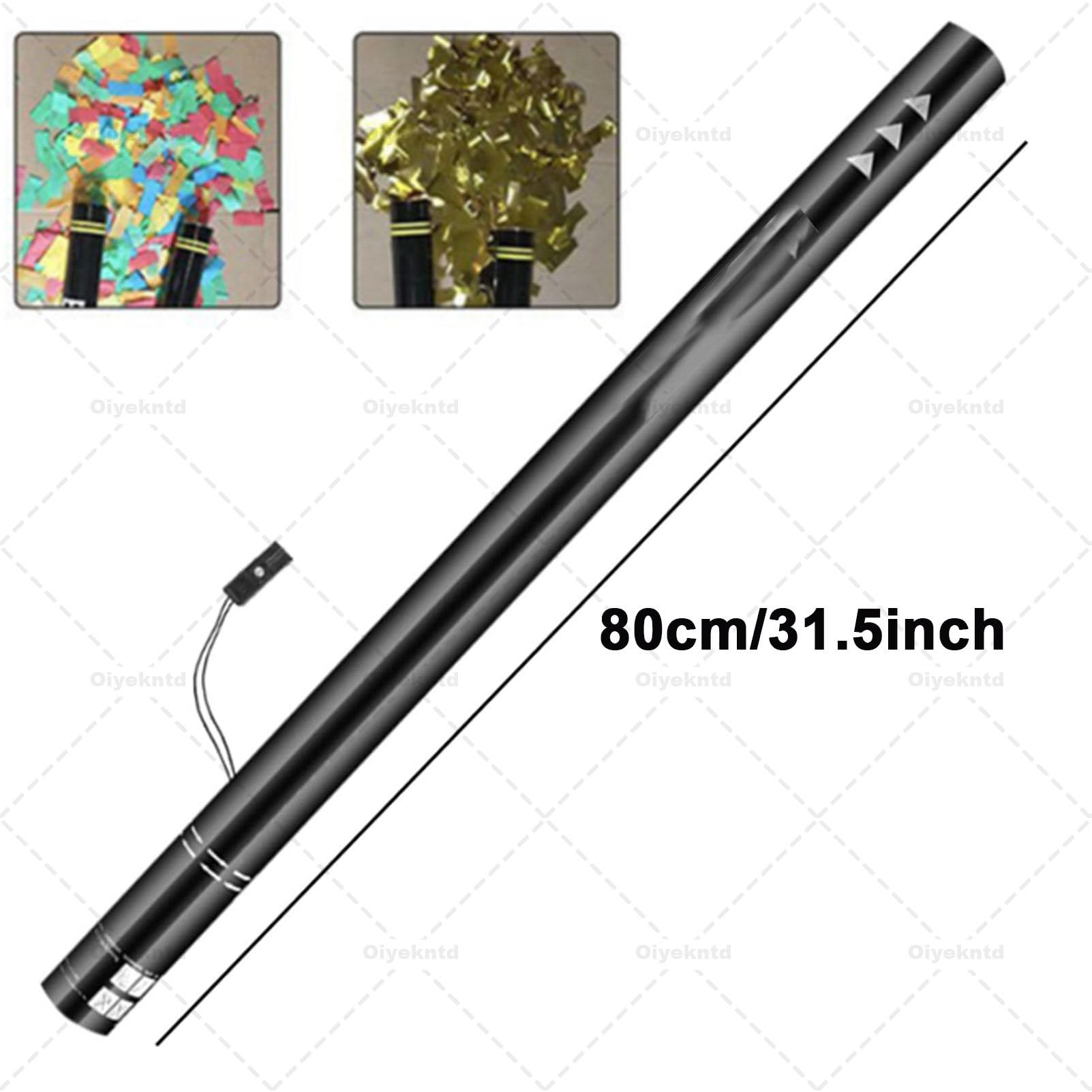 25 Konfettikanonen-Kartuschen, 80 cm/31,5 Zoll elektrische Konfettikanone für Partys, Hochzeiten, Konzerte, Feiern, besondere Anlässe und Bühneneffekte; Aktivierung mit 2- oder 4-Schuss-Maschine E