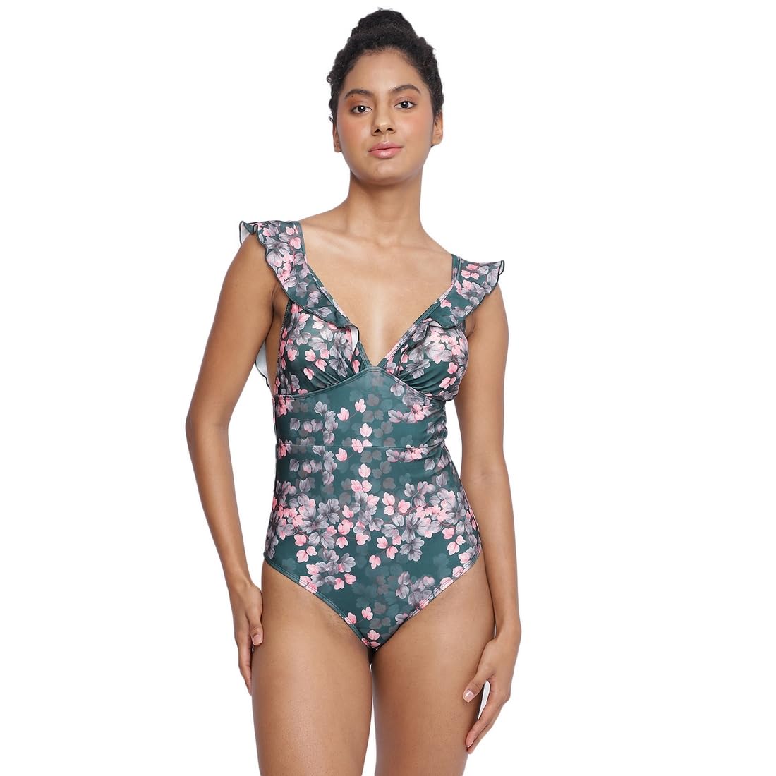 la intimo Andrott Frill Deep Neck Padded Monokini for Women One Piece Swimwear Swimsuit-picture-37