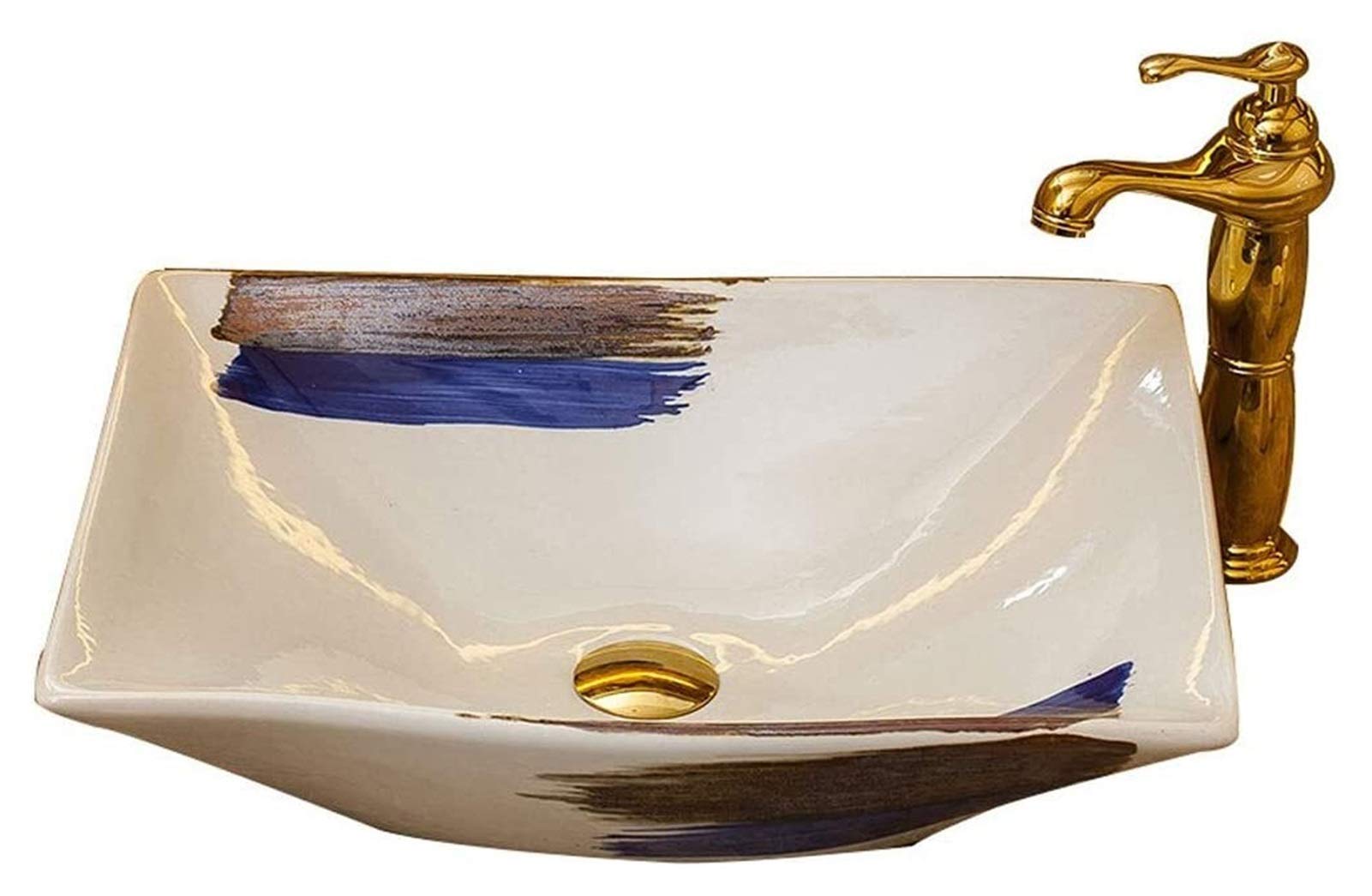 Lavabo de sobreponer para baño lavabos rectangulares de porcelana cerámica blanca