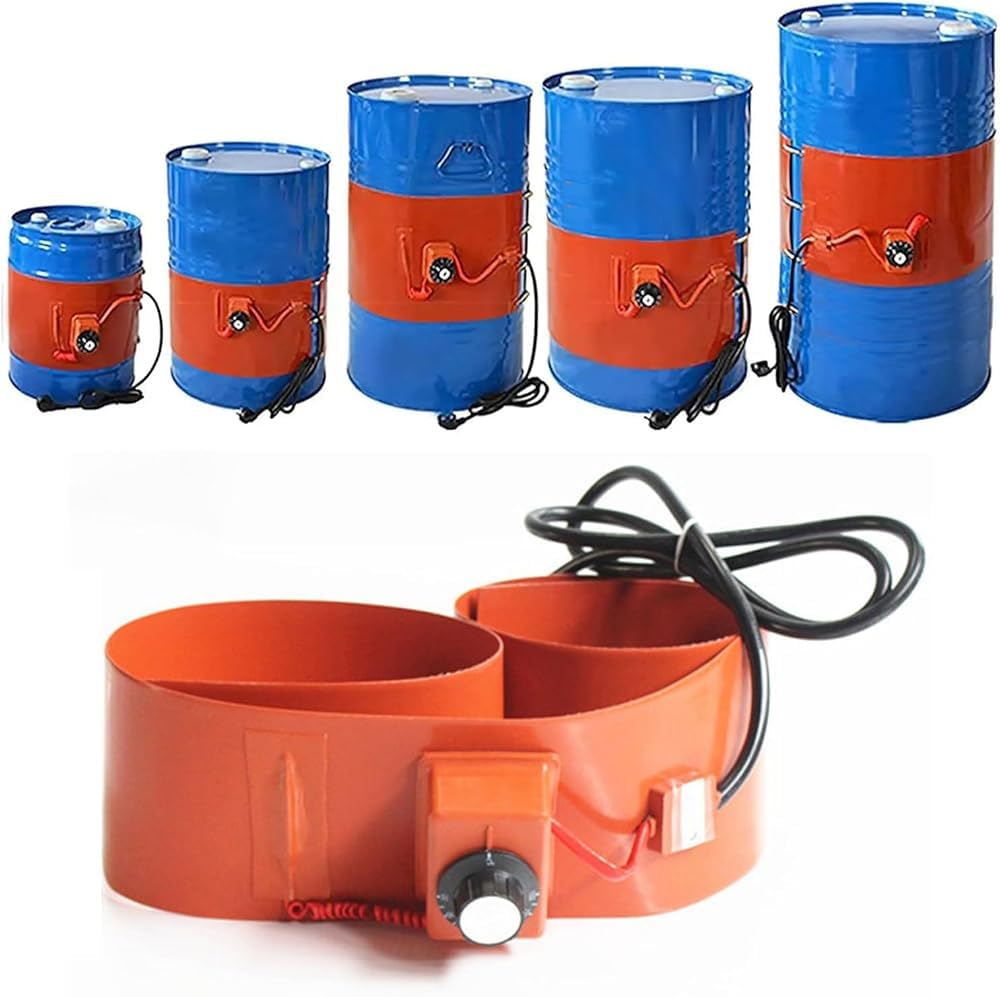 Chauffe-seau à tambour en métal silicone,ceinture chauffante électrique en silicone pour tambour d'huile,coussin chauffant électrique pour tambour,chauffe-bar(Size:20L 860x200 800W,Color:Bouton)