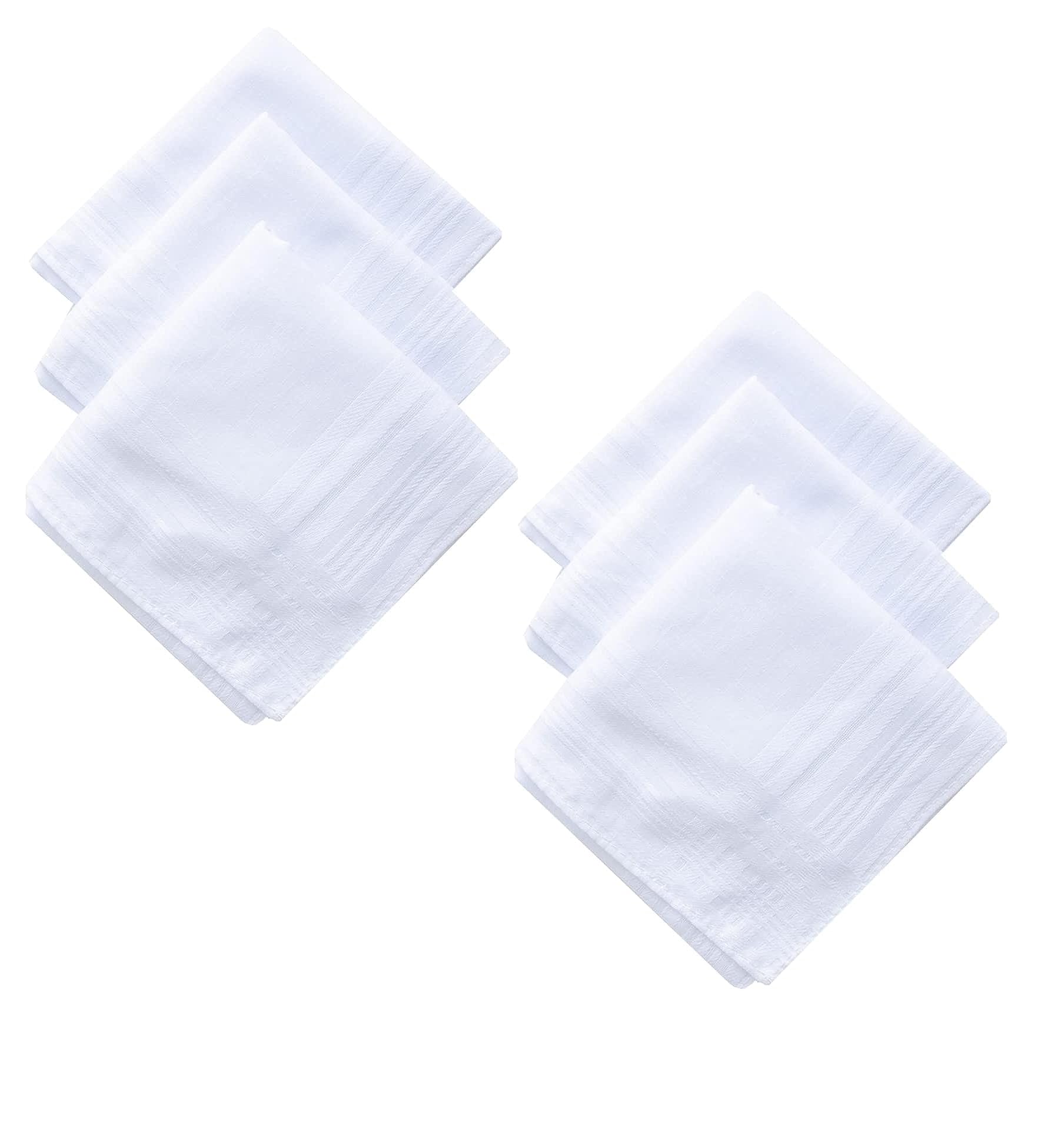 Cotton Plus Men s Handkerchiefs 100% Soft Cotton White Hankie Hankerchieves for Men 19 X 19 Inch Pocket Square - Pack of 6