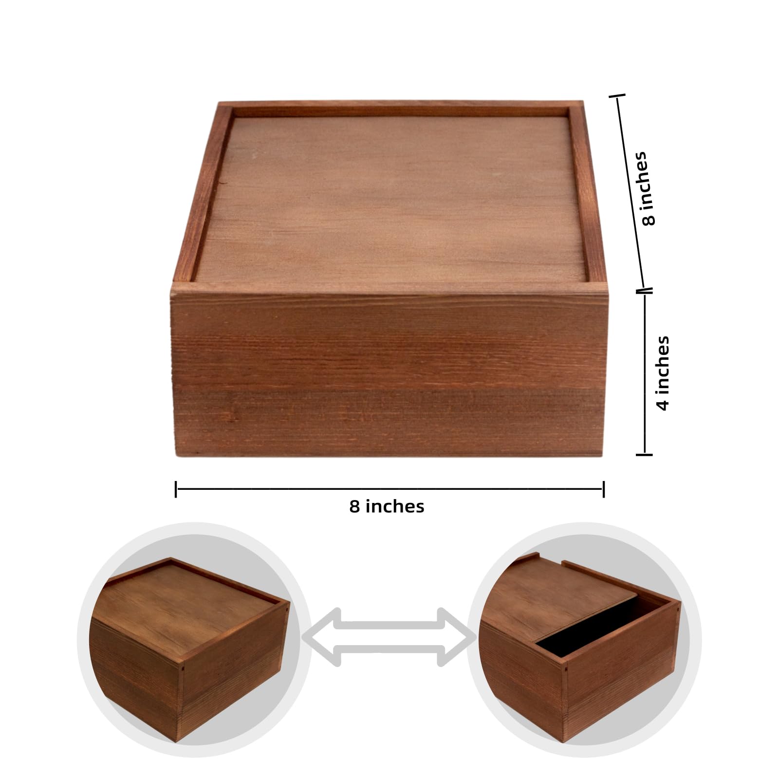 Caja de tarjetas de boda con tapa deslizante, cajas de almacenamiento decorativas con tapas, caja de madera, caja de recuerdo, caja de regalo, regalos de compromiso para parejas, cajas