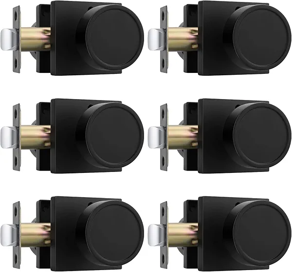 goldenwarm Black Door Knobs Interior, Privacy Matte Black Interior Door Knobs, Heavy Duty Zinc-Alloy Indoor DoorKnob for Bedroom, Bathroom, 6 Pack