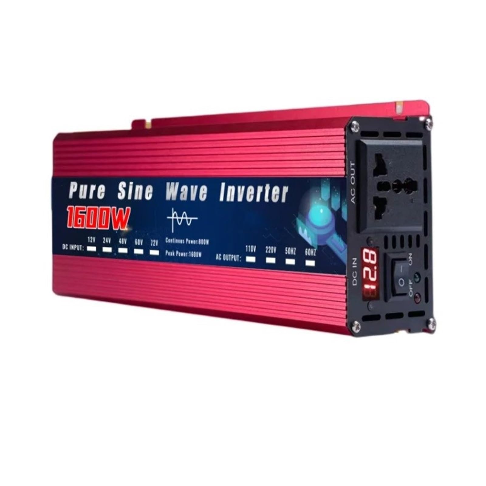 Inverter Convertitore Tensione Alimentazione Portatile Da CC A CA 50Hz 60Hz Inverter Solare Inverter A Onda Sinusoidale Pura 12V 220V 110V 2000W 4000W 5000W Invertitore(12V,110V 60HZ_1600W)