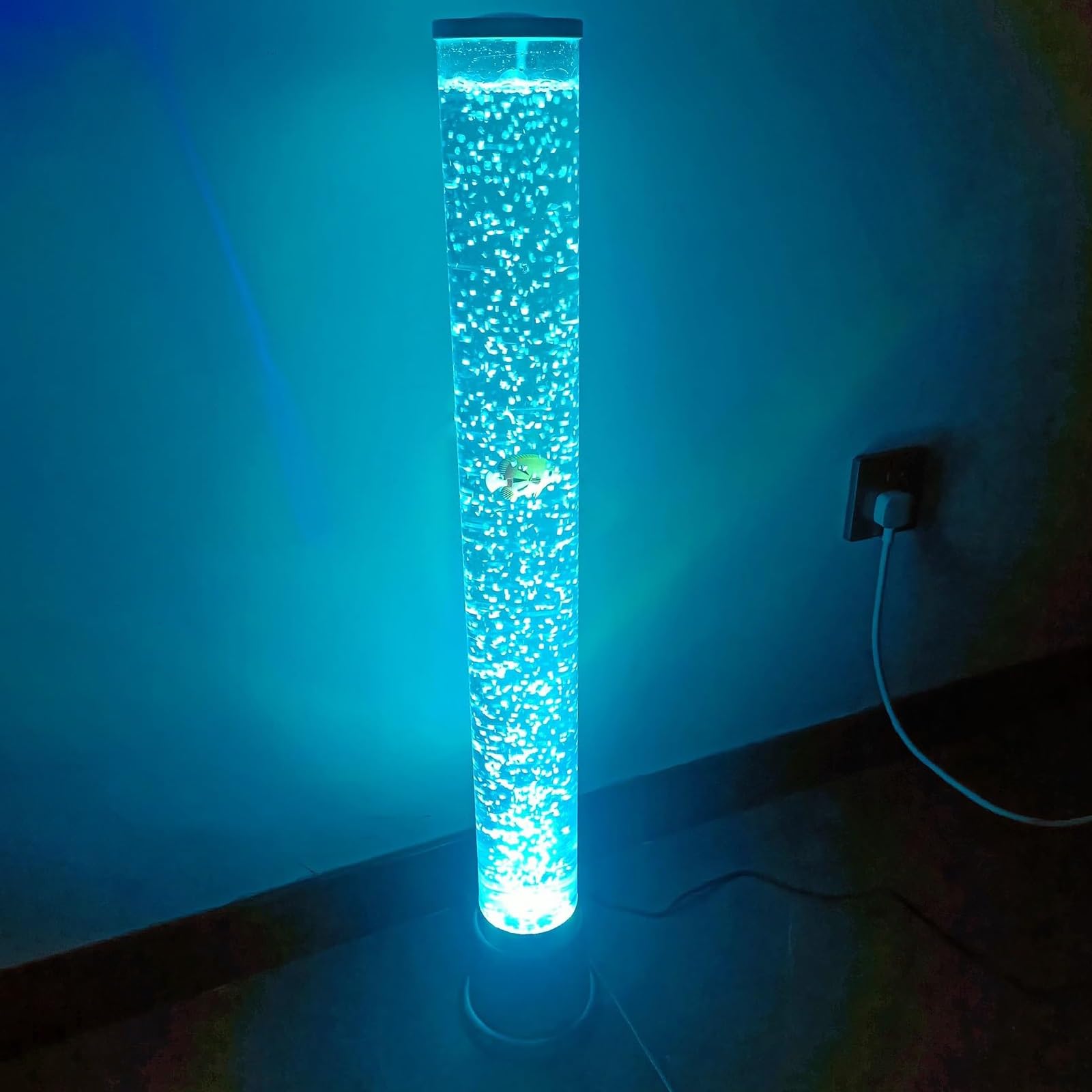 Lámparas de Lava sensoriales LED de Escritorio con Forma de pez: Burbujas relajantes ASMR for calmarse, Juguete sensorial Perfecto for el Autismo con Luces LED.