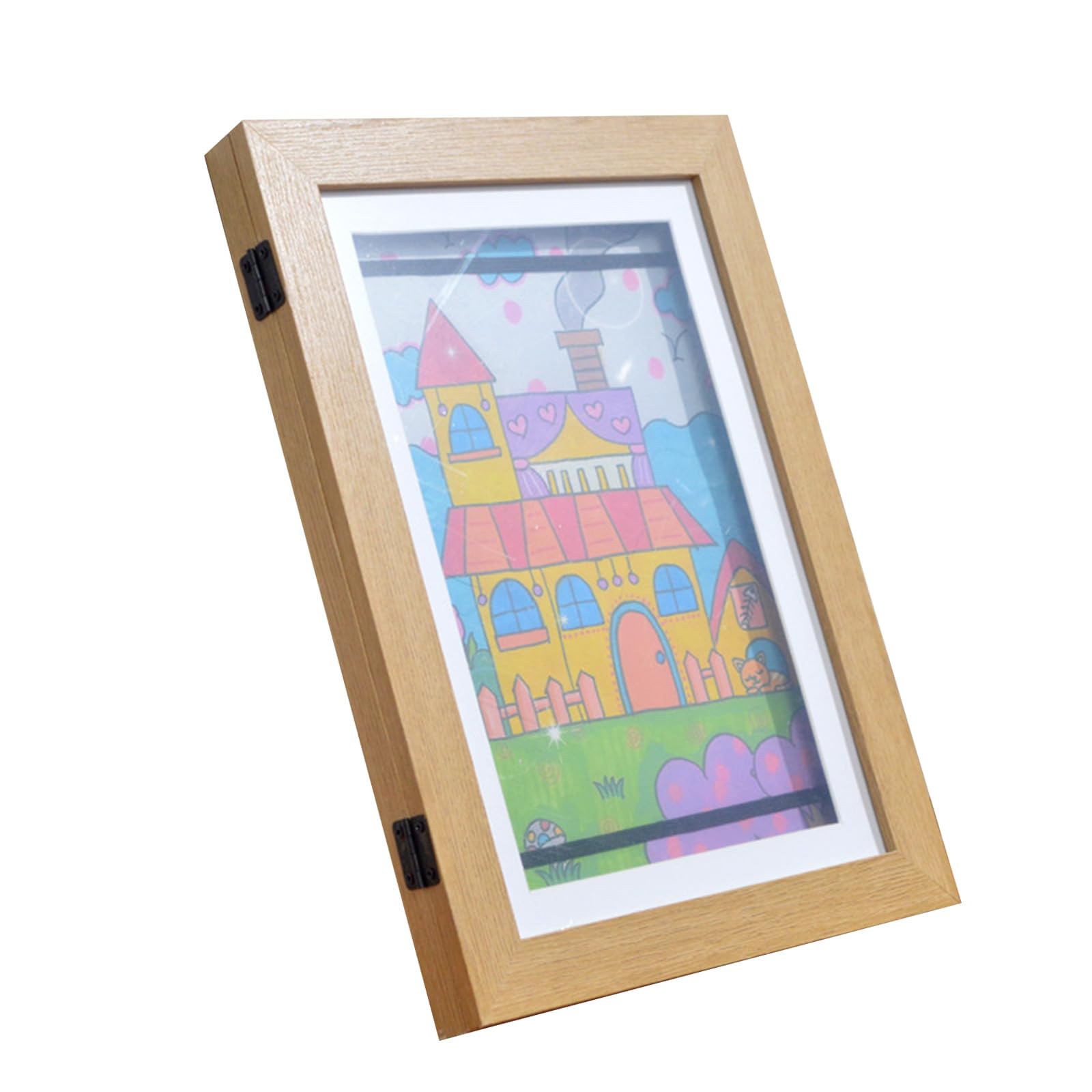 EPIPHQNY Photo Frame, 1PC Kids Art Frame Set A4 Size Wooden Replaceable Photo Display Home Office Painting Display