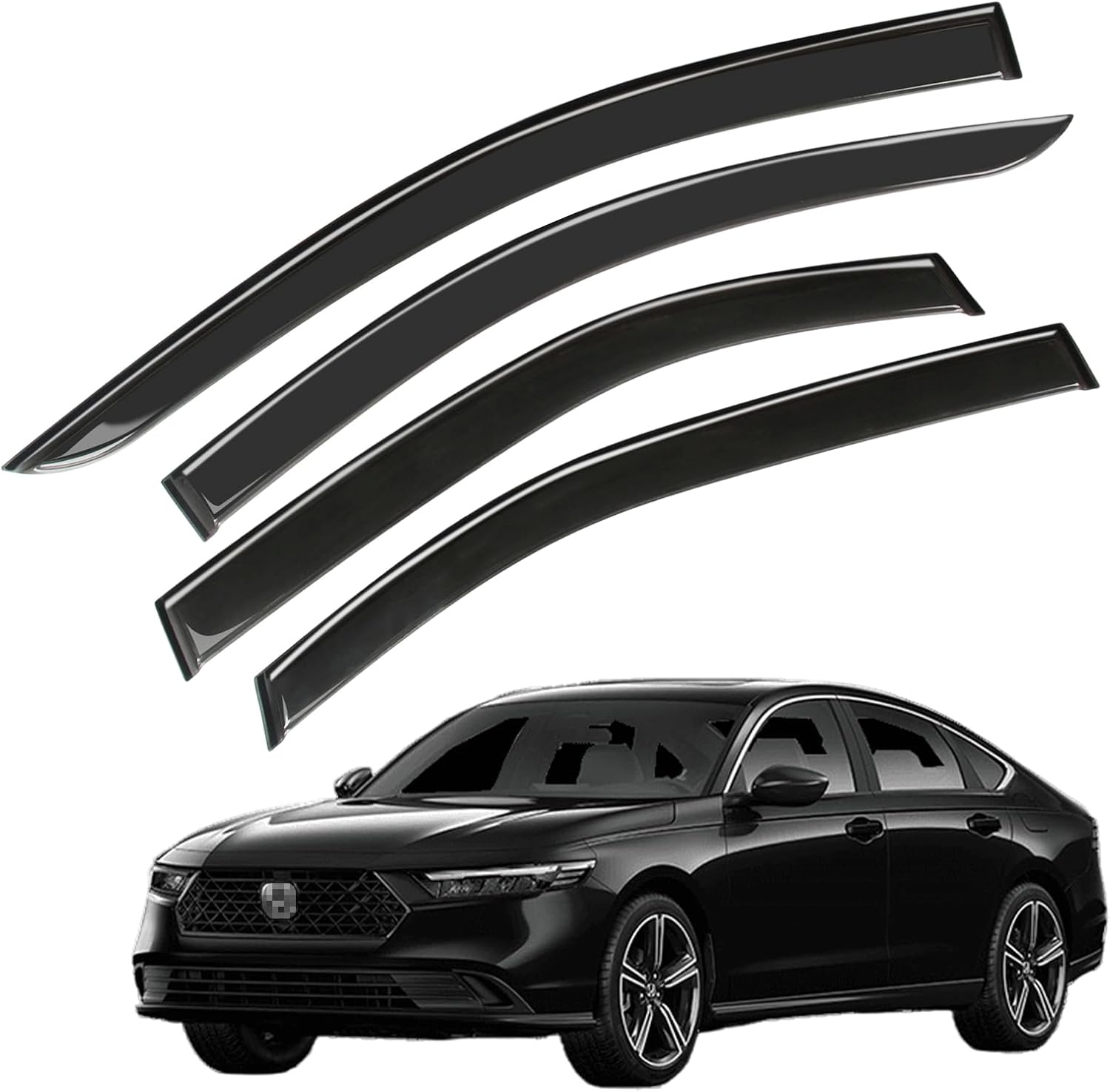Window Visor Wind Deflector, 4PCS Tape-On Rain Guards for 2023 2024 2025 Honda Accord, Outside Mount Sun Shade Side Window Vent Visors, Black