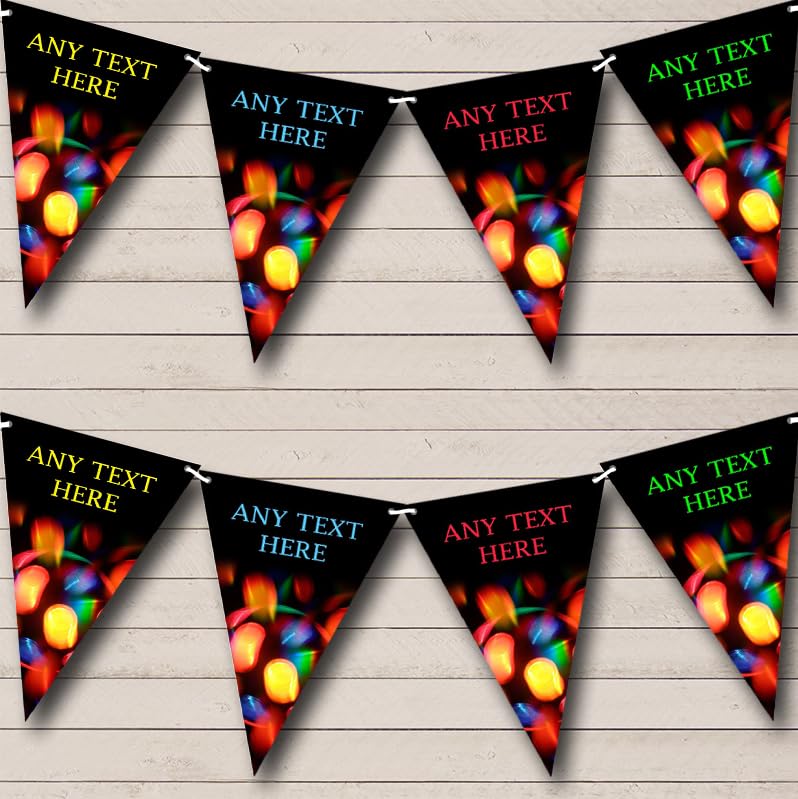 Fingerprint Designs Disco Lights Personalised Birthday Party Bunting - Hanging Party Decoration - Birthday Party Banner Garland | Decorative Party Supplies